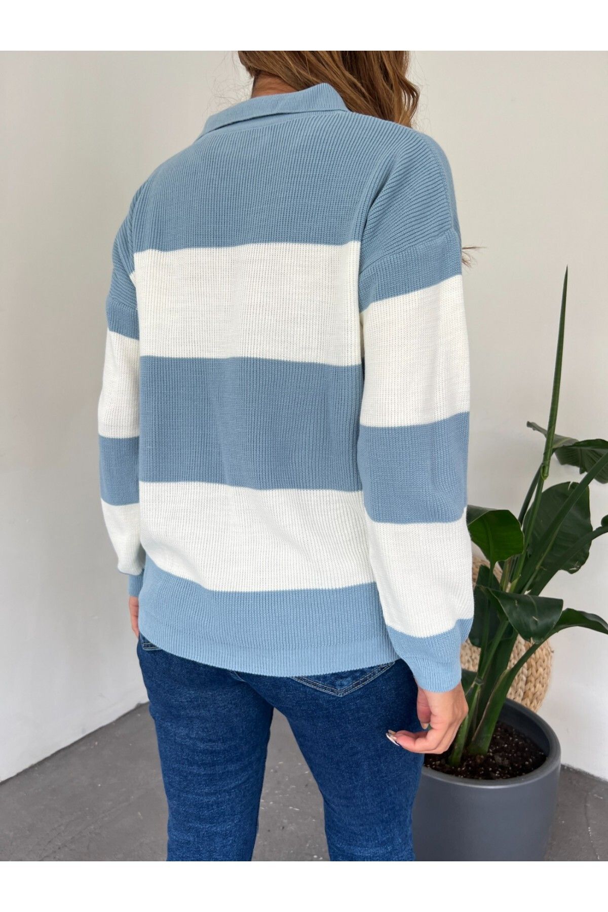 Modamorfo-Polo Neck Striped Knitwear Sweater 3