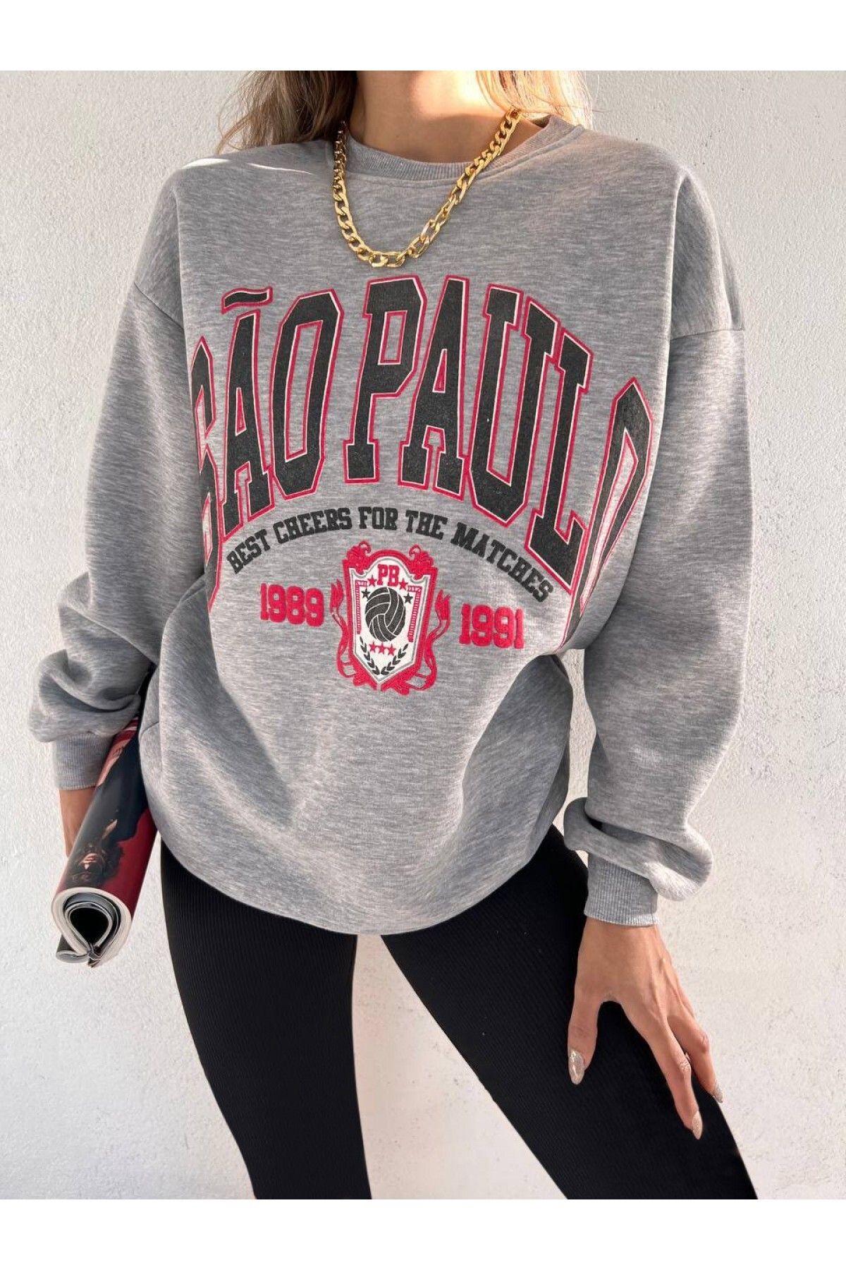 Modamorfo-Polar-Sweatshirt mit Rundhalsausschnitt und Textdruck 2
