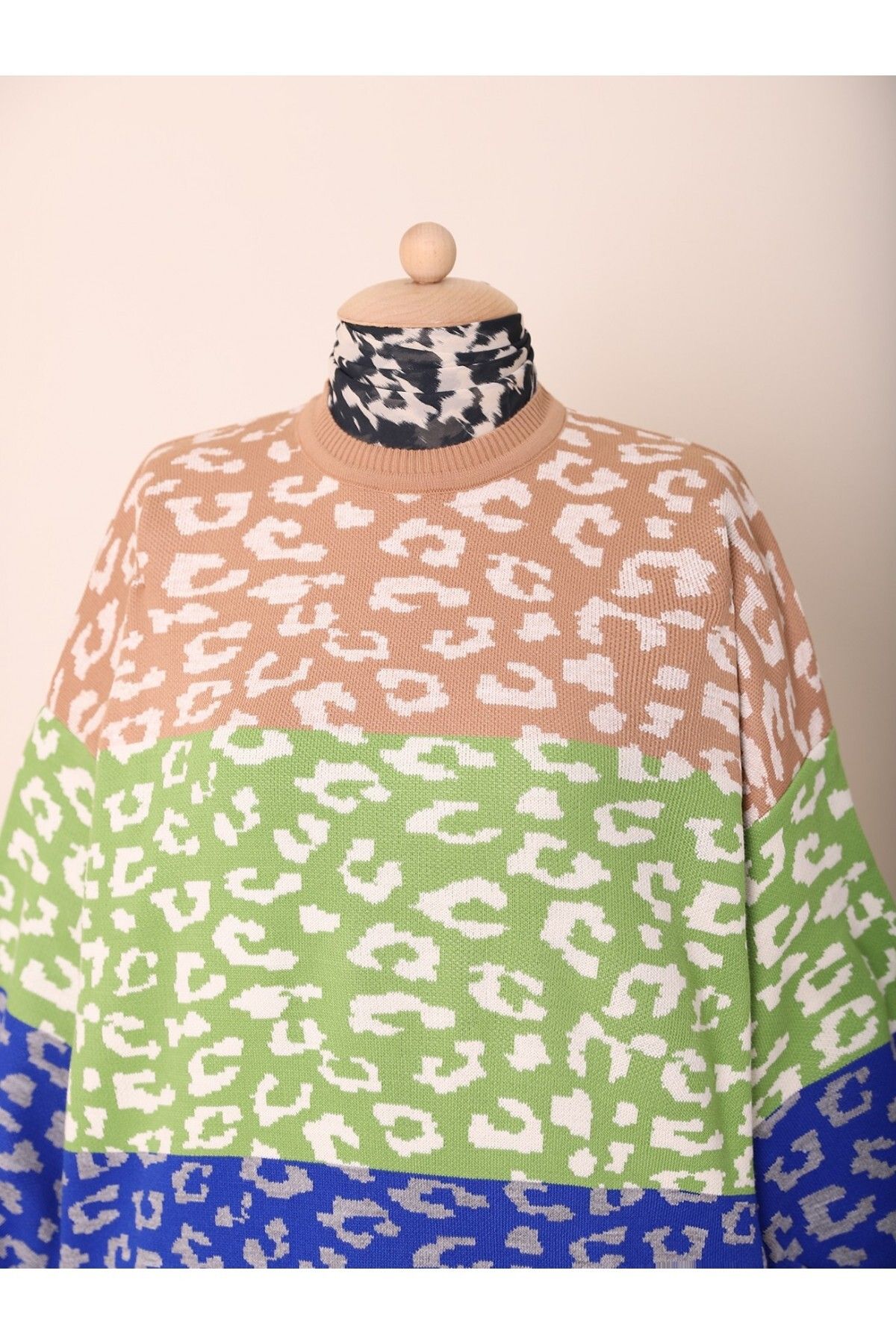 Modamorfo-Patterned Balloon Sleeve Winter Knitwear Tunic 2