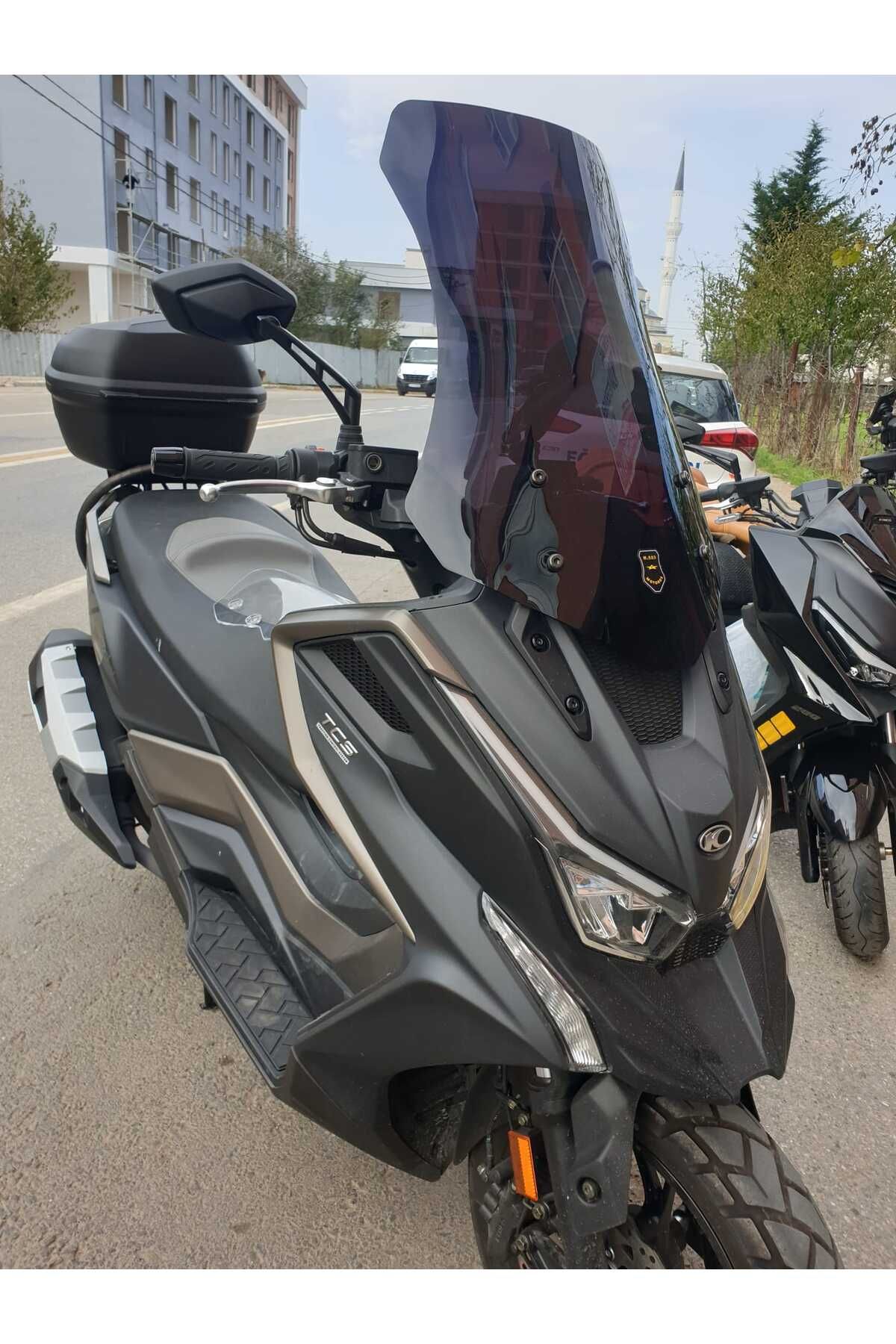 Kymco DTX 360 Siperlik Ön Cam 2021-2023 Model 55cm Siyah Renkli 4mm KISA SPOR CAM