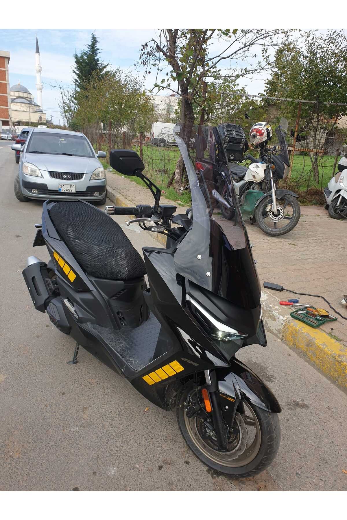 Kymco Krv 200 Siperlik Ön Cam 2022-2025 Model 75cm Füme Renkli 4mm UZUN CAM