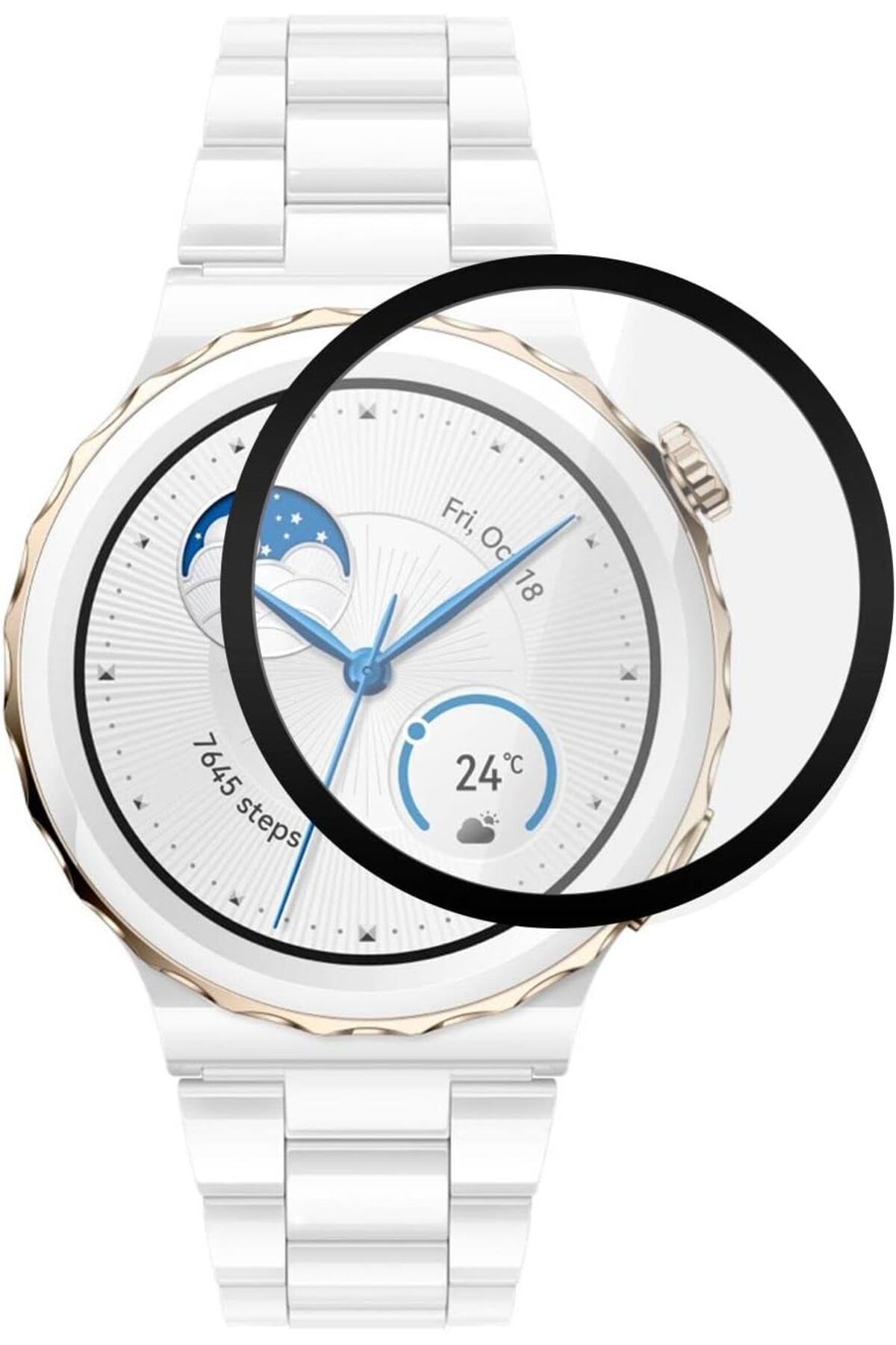 STOREMAX nffashopm Watch GT 3 Pro 43mm Seramik Tam Kaplayan Temperli Cam Full Ekran Koruyucu Siyah storestarx