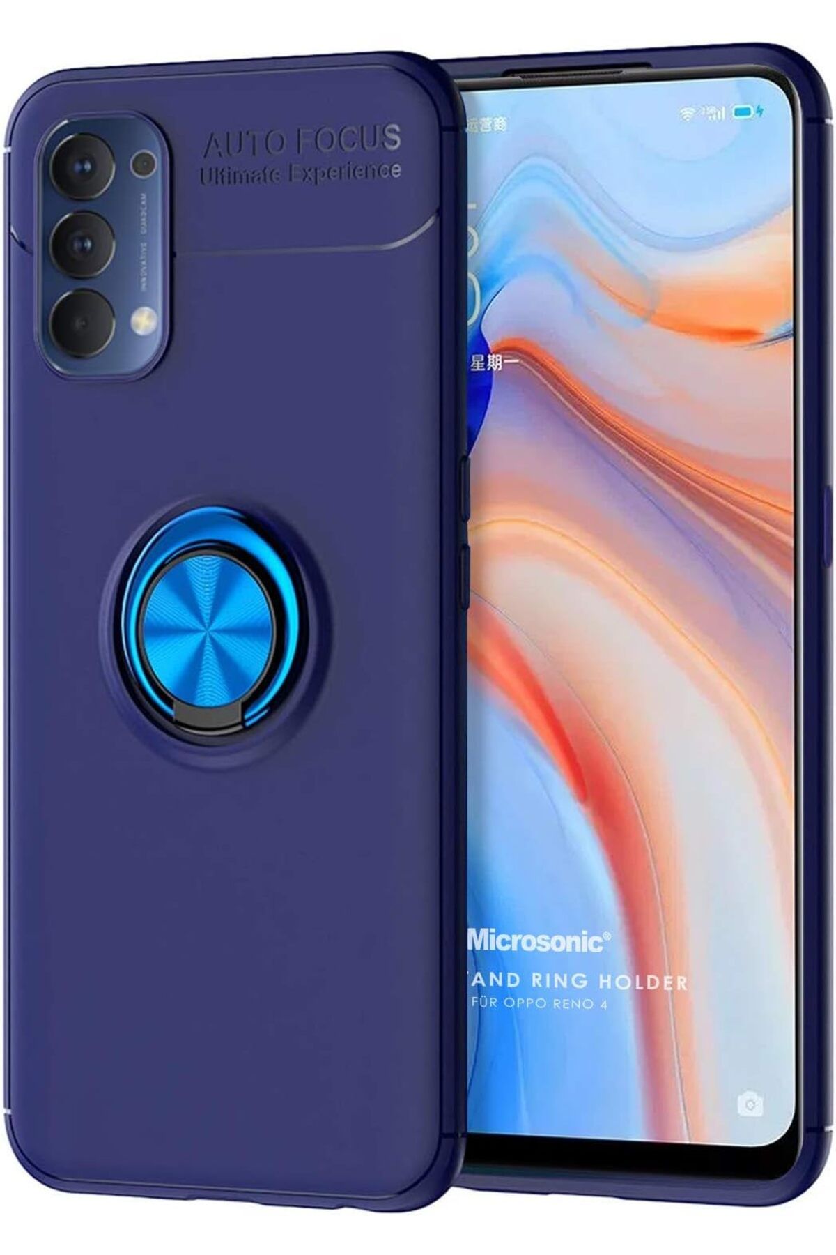 STOREMAX lbstorex Oppo Reno 4 için Kılıf Kickstand Ring Holder Lacivert [Reno 4 ile Uyumlu Kılıf - Laciv
