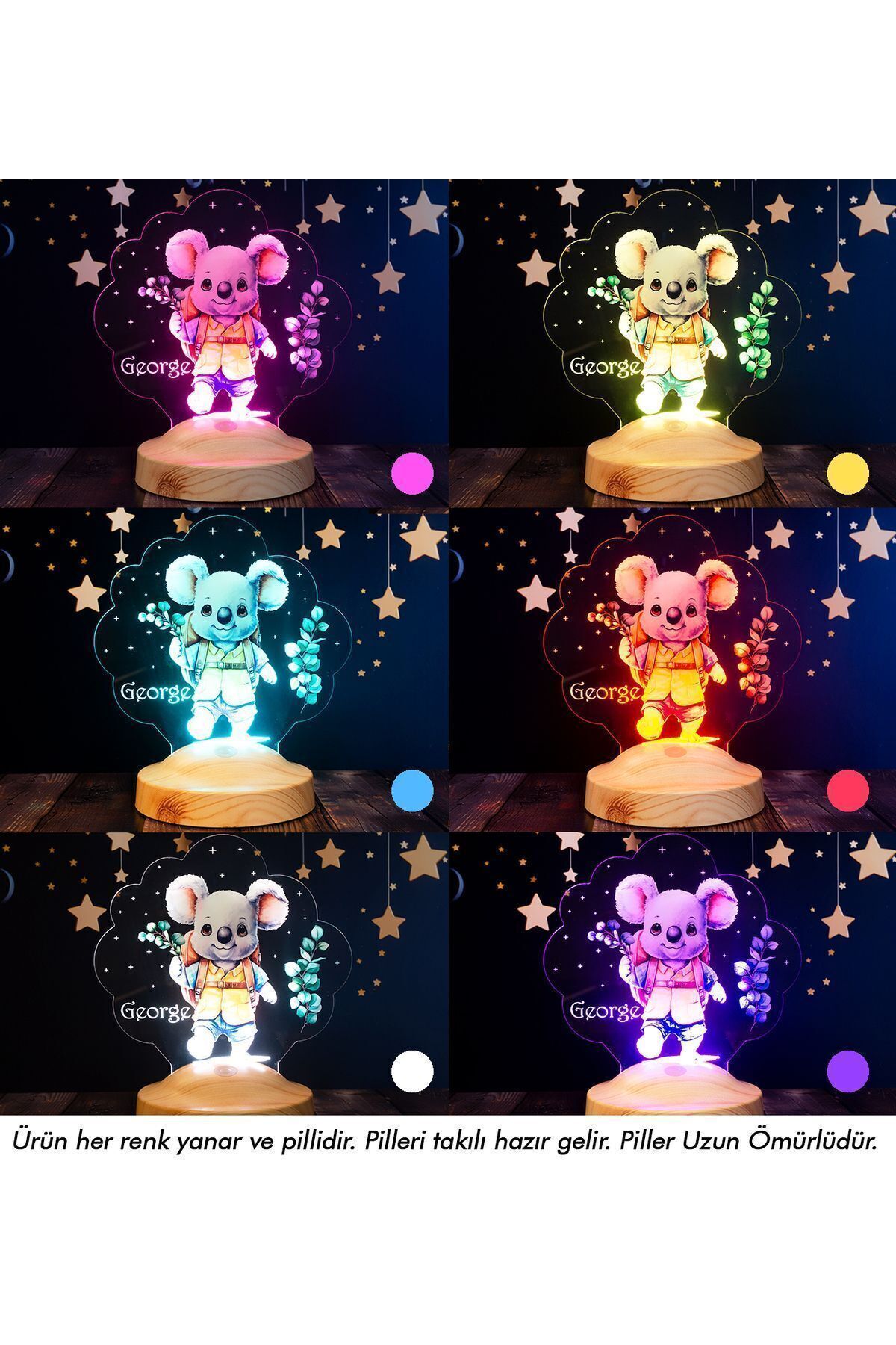 SEVGİLAMBASI Sevimli Koala Isimli Çocuk Odası Gece Lambası, Koala Bebek Doğum Günü Hediyesi Led Lamba fotoğrafı 4 (önizleme)