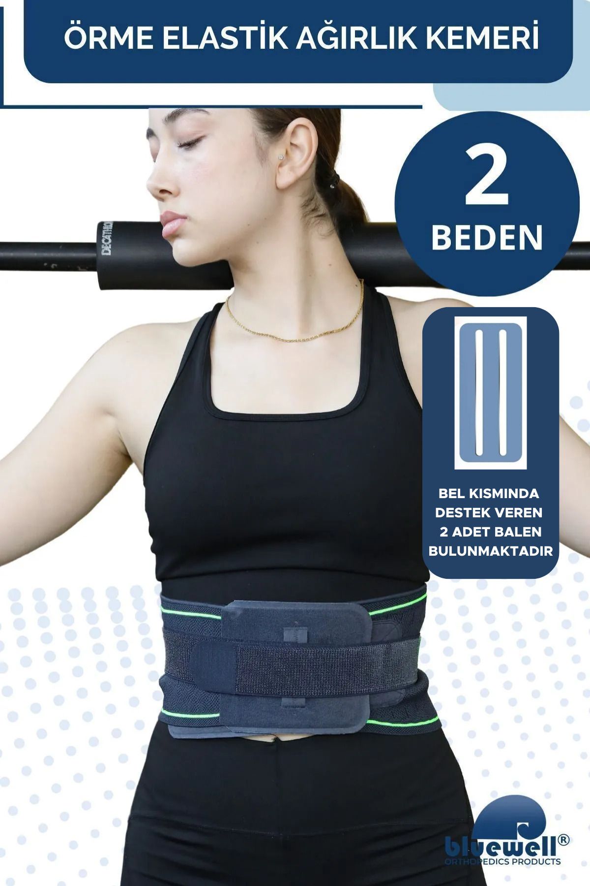 BLUEWELL ORTHOPEDICS PRODUCTS Ağırlık Kaldırma Kemeri Kas Geliştirme Bel Destek Kemer Fitness Spor Salonu Bel Korsesi Kemer 2Beden