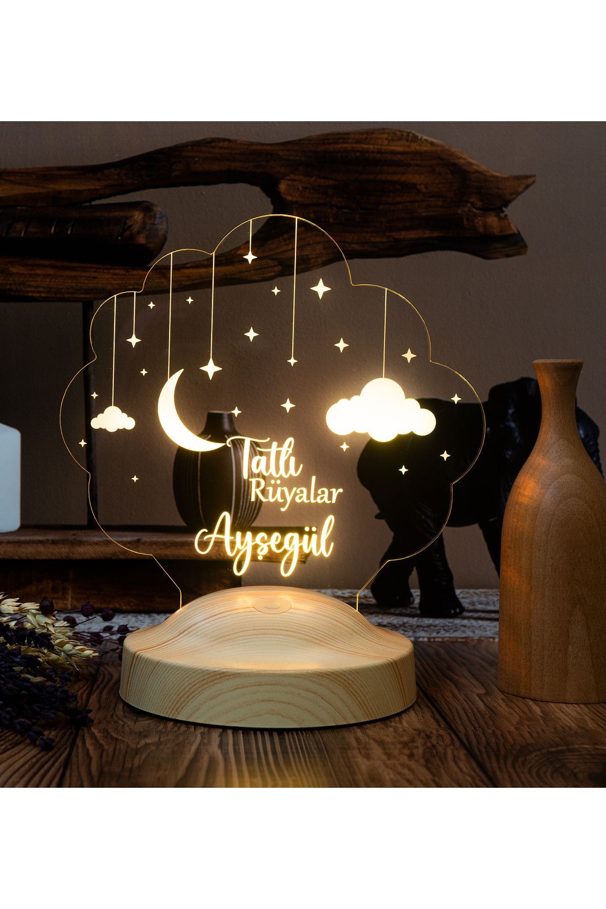 SEVGİLAMBASI Çocuk Odası Bulutlu Gece Lambası, Isimli Bebek Hediyesi Led Lamba, Çocuk Odası Dekoru fotoğrafı 6 (önizleme)