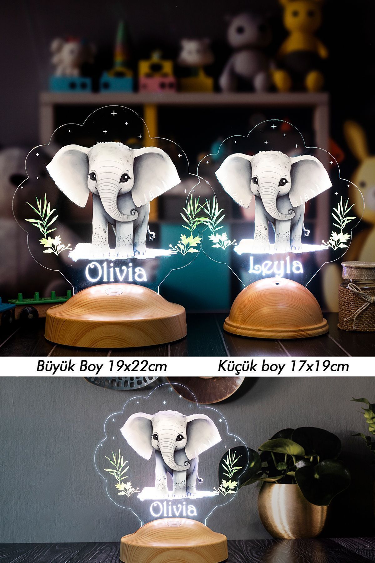 SEVGİLAMBASI Sevimli Fil Bebek Odası Gece Lambası, Fil Çocuk Doğum Günü Hediyesi Led Lamba fotoğrafı 4 (önizleme)