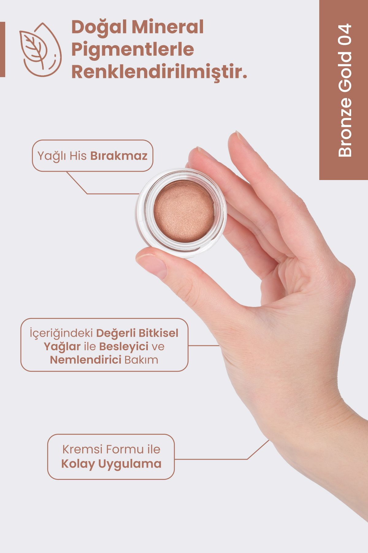 Bade Natural-Bronze Gold Cream Eyeshadow - 04 100% Natural 3