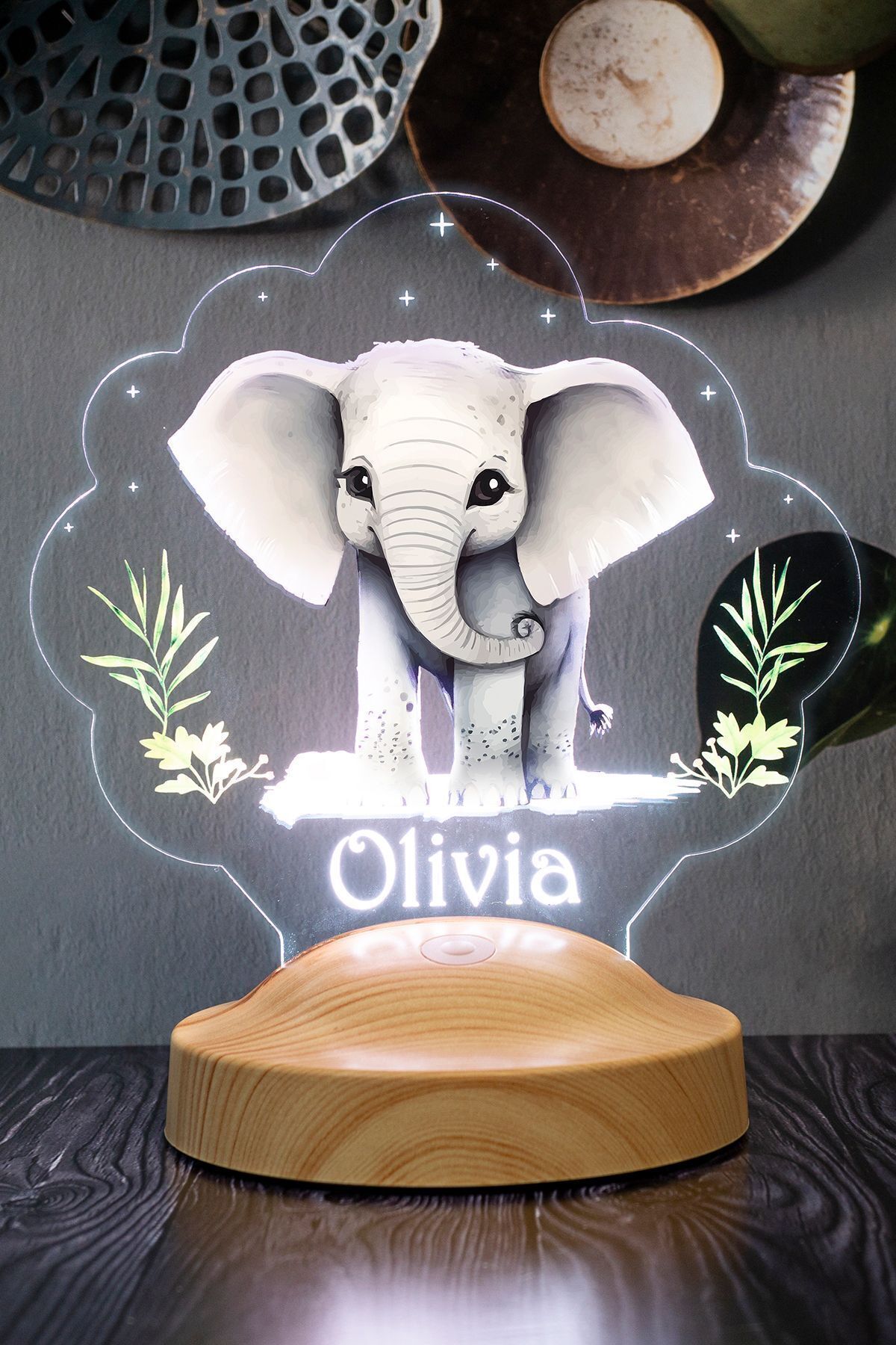 SEVGİLAMBASI Sevimli Fil Bebek Odası Gece Lambası, Fil Çocuk Doğum Günü Hediyesi Led Lamba fotoğrafı 7 (önizleme)