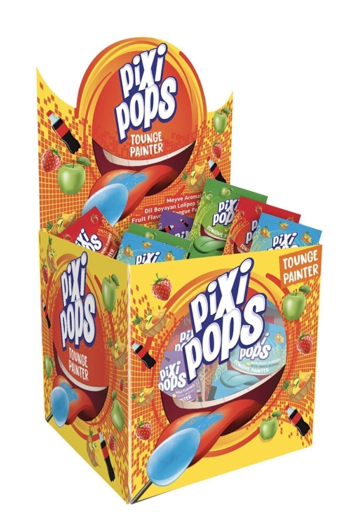 PIXI POPS Meyve Aromalı Dil Boyayan Lolipop Şekerleme (8 gr X 120 Adet)