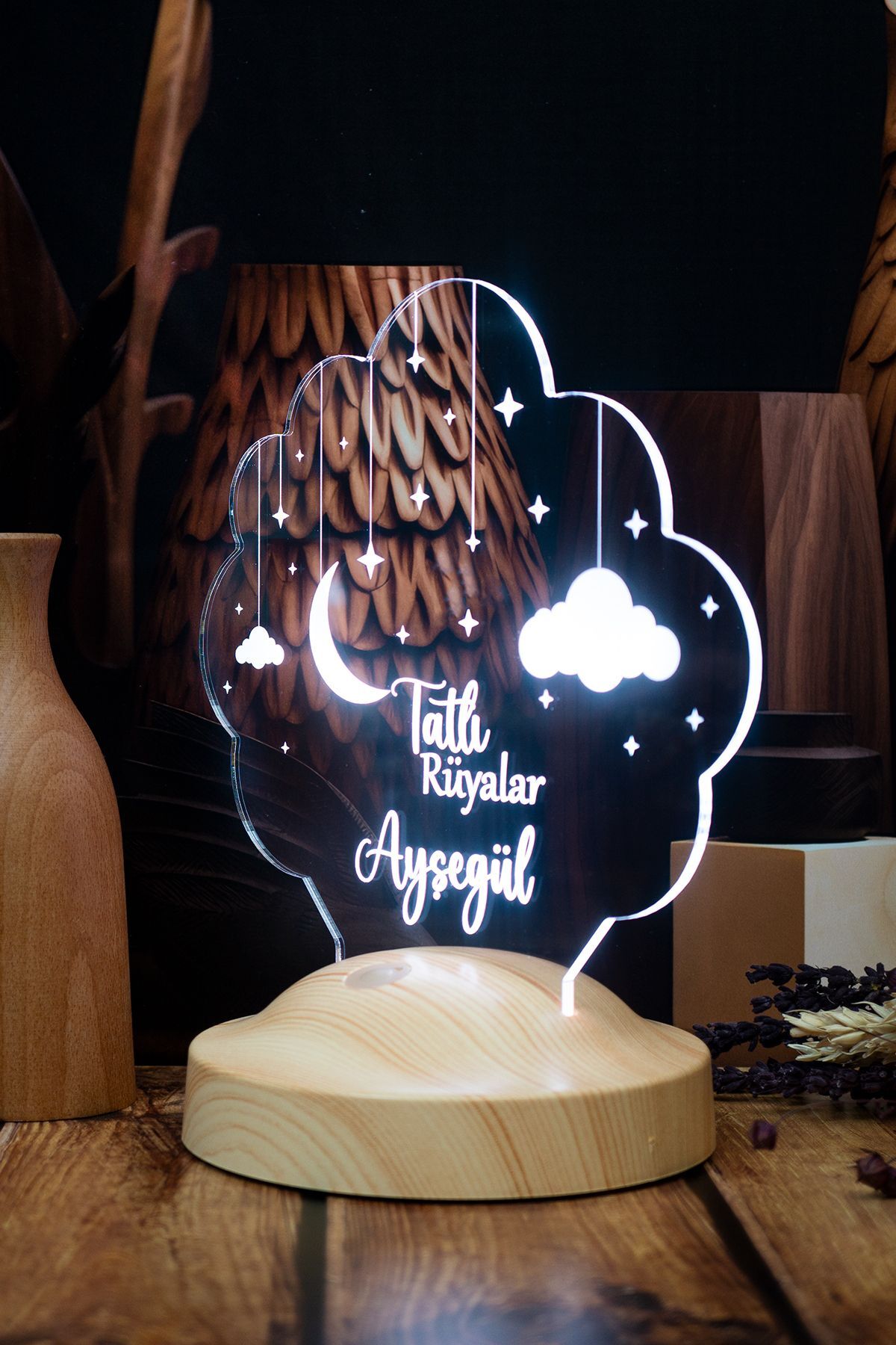 SEVGİLAMBASI Çocuk Odası Bulutlu Gece Lambası, Isimli Bebek Hediyesi Led Lamba, Çocuk Odası Dekoru fotoğrafı 5 (önizleme)