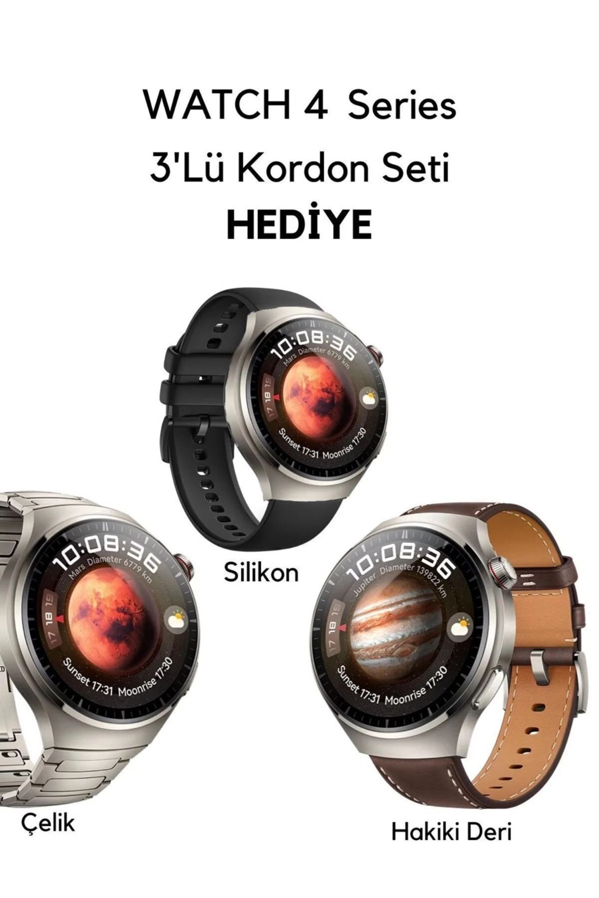 LionQuality Erkek Gümüş Akıllı Saat Watch 4 Pro 3 Kordonlu Ios Ve Android Uyumlu Deri Silikon Çelik Huawei Watch-4