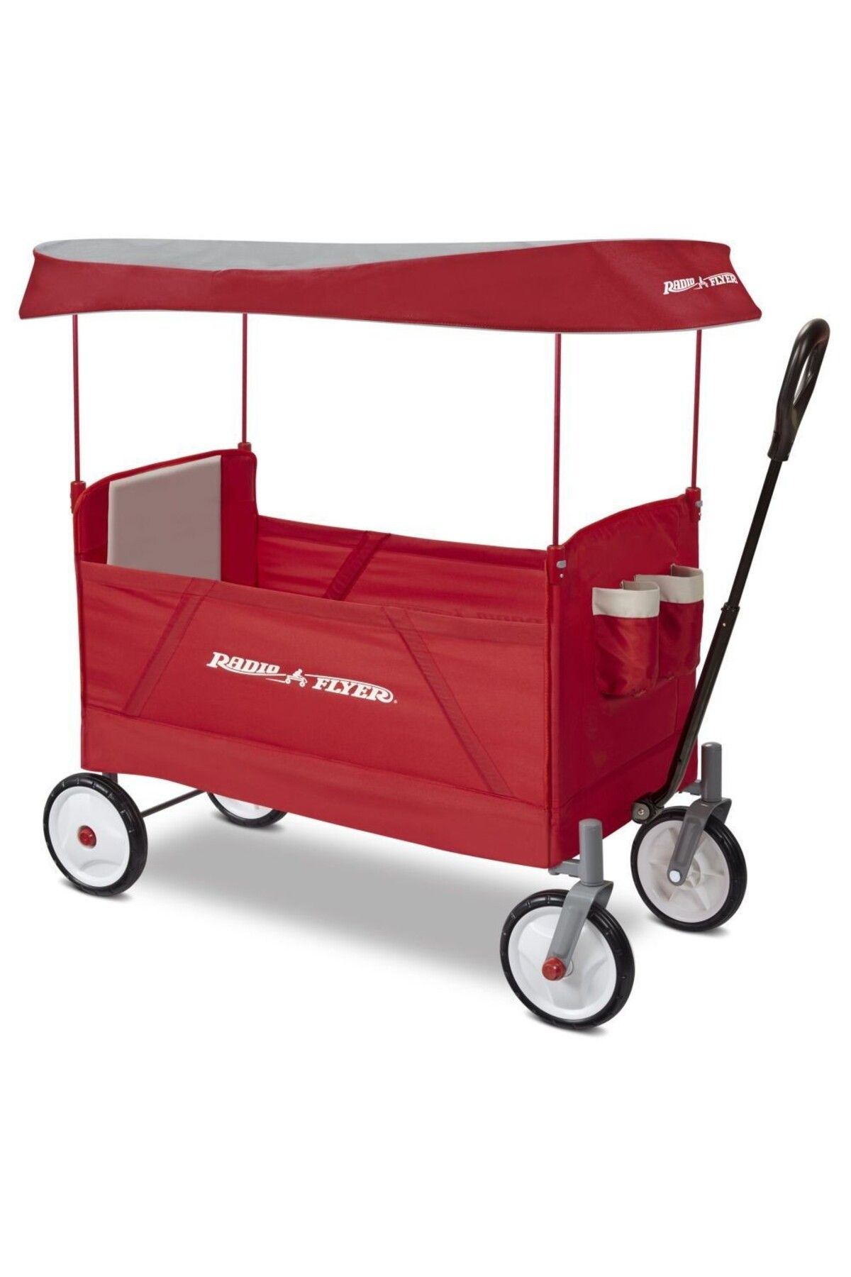 RADIO FLYER 3'ü 1 arada EZ Fold Wagon Kanopili, Kırmızı UV Güneşlik Koruması