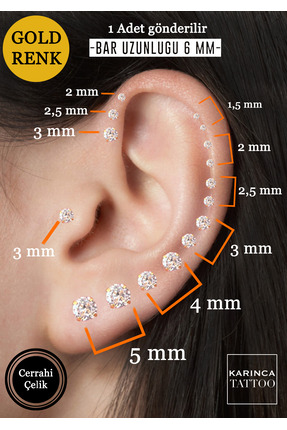 Karınca Piercing Taşlı Piercing Kulak Tragus Forward Helix Flat Conch Dudak B...