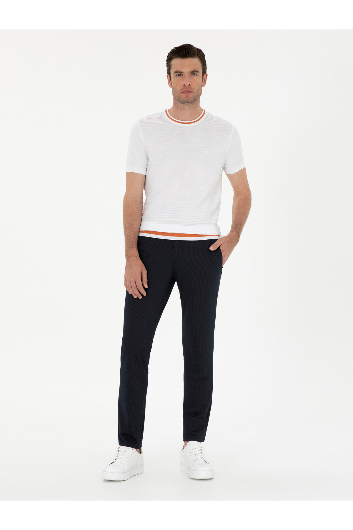 شلوار اسلیم فیت سرمه‌ای برند کاشارل کد:(50284951-VR033) Cacharel