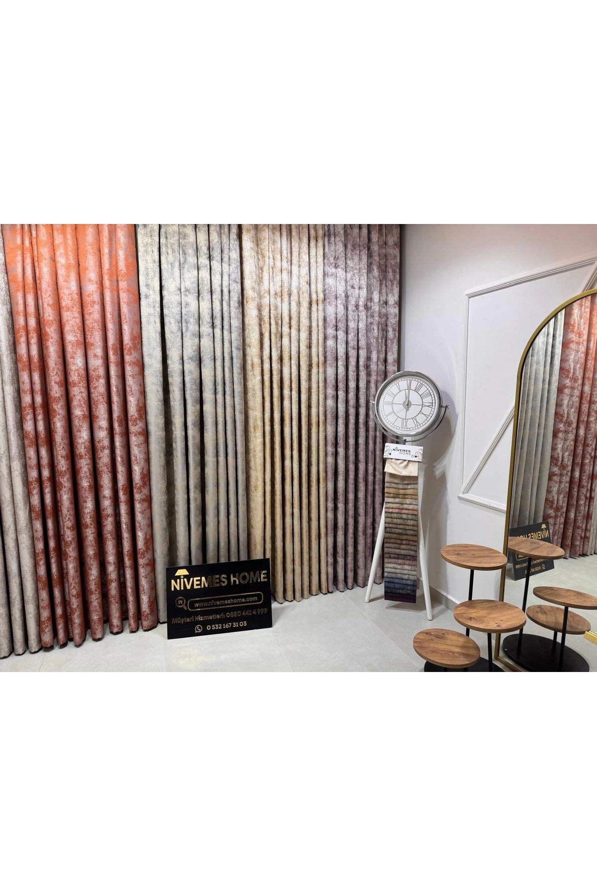 NİVEMESHOME-Nivemeshome Istanbul V-1001 1/3 Close Pleated Background Curtain Apm 2