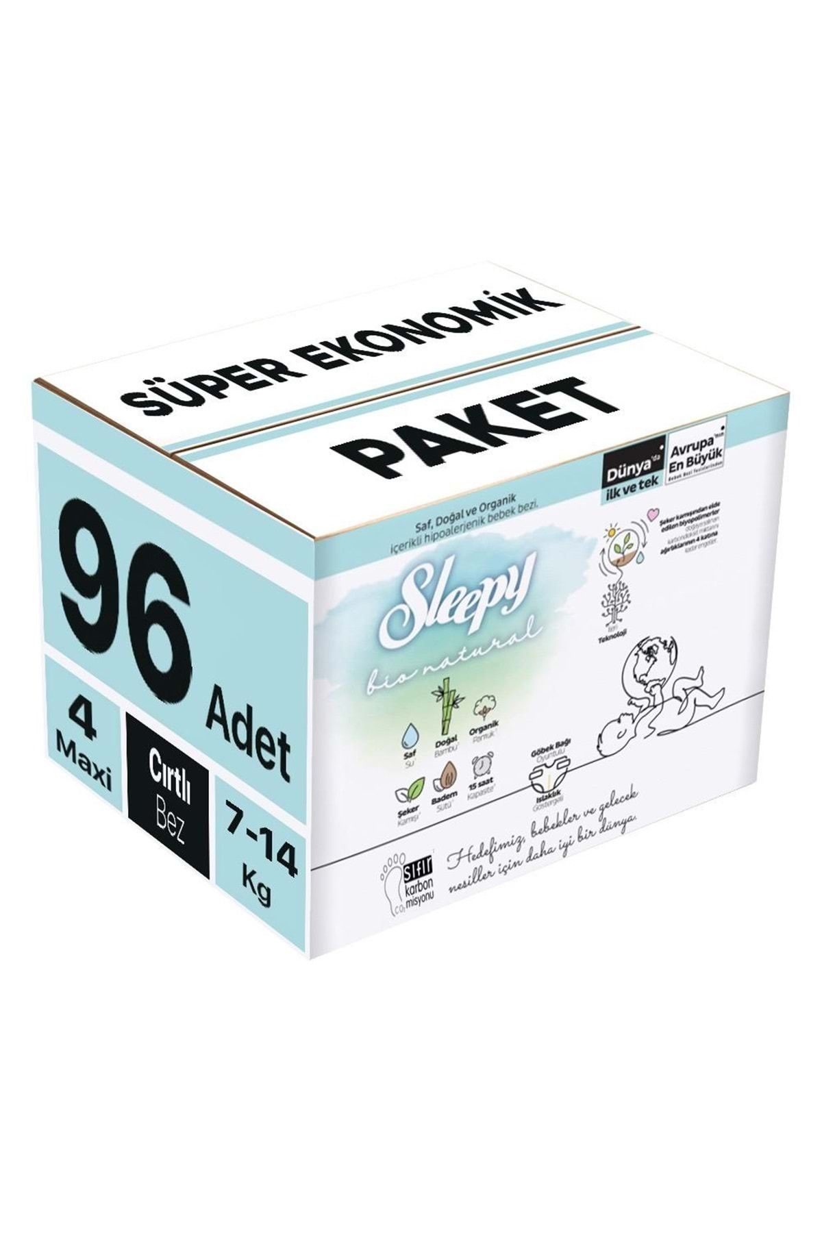 Sleepy-Baby Diapers Bio Natural Size:4 (7-14kg) Maxi 96 Pieces Super Economical Pk 1