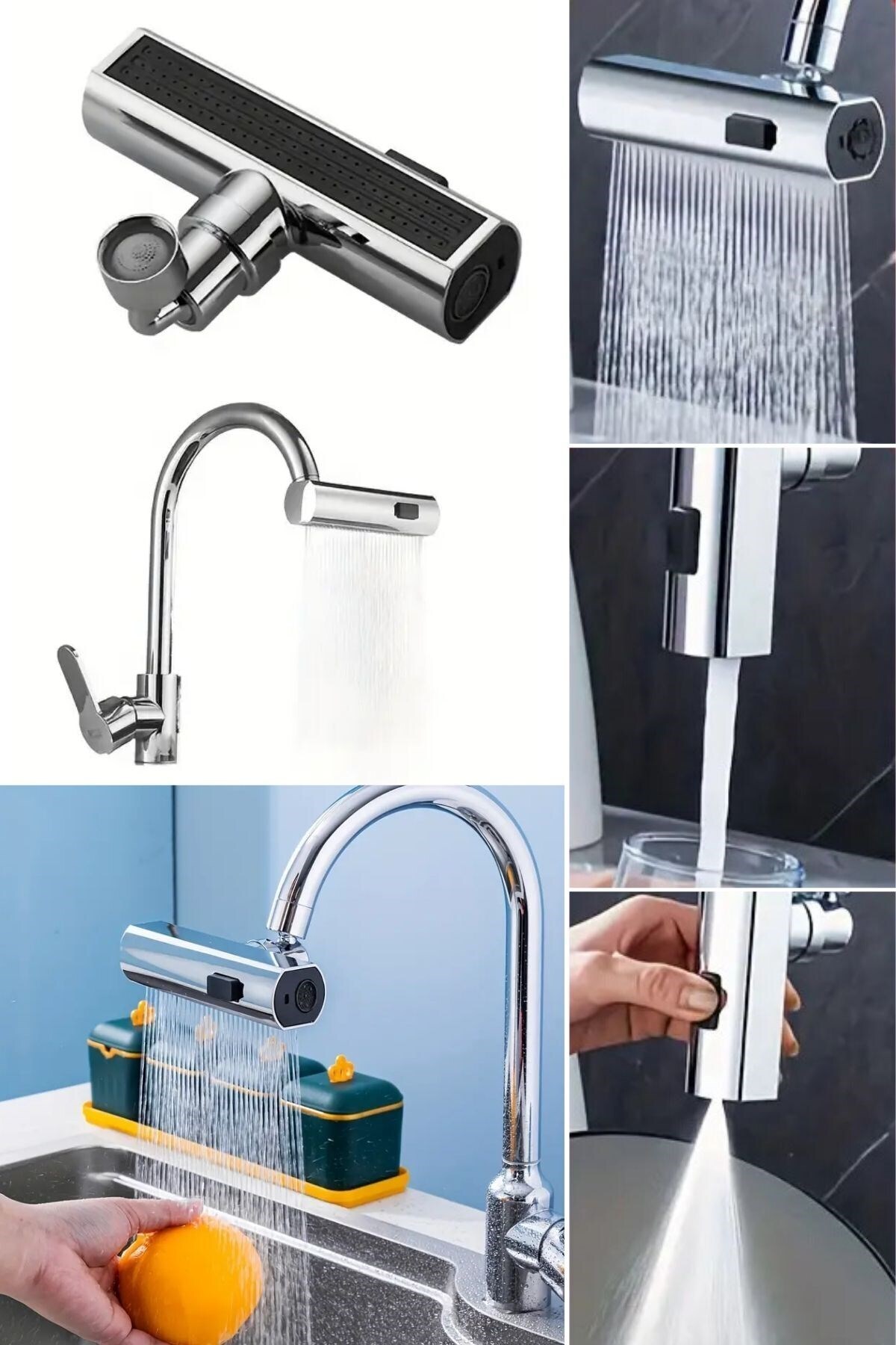 Robinanka-Multi-Purpose Faucet Adapter with 3 Different Modes Universal Faucet Head Waterfall Faucet 6