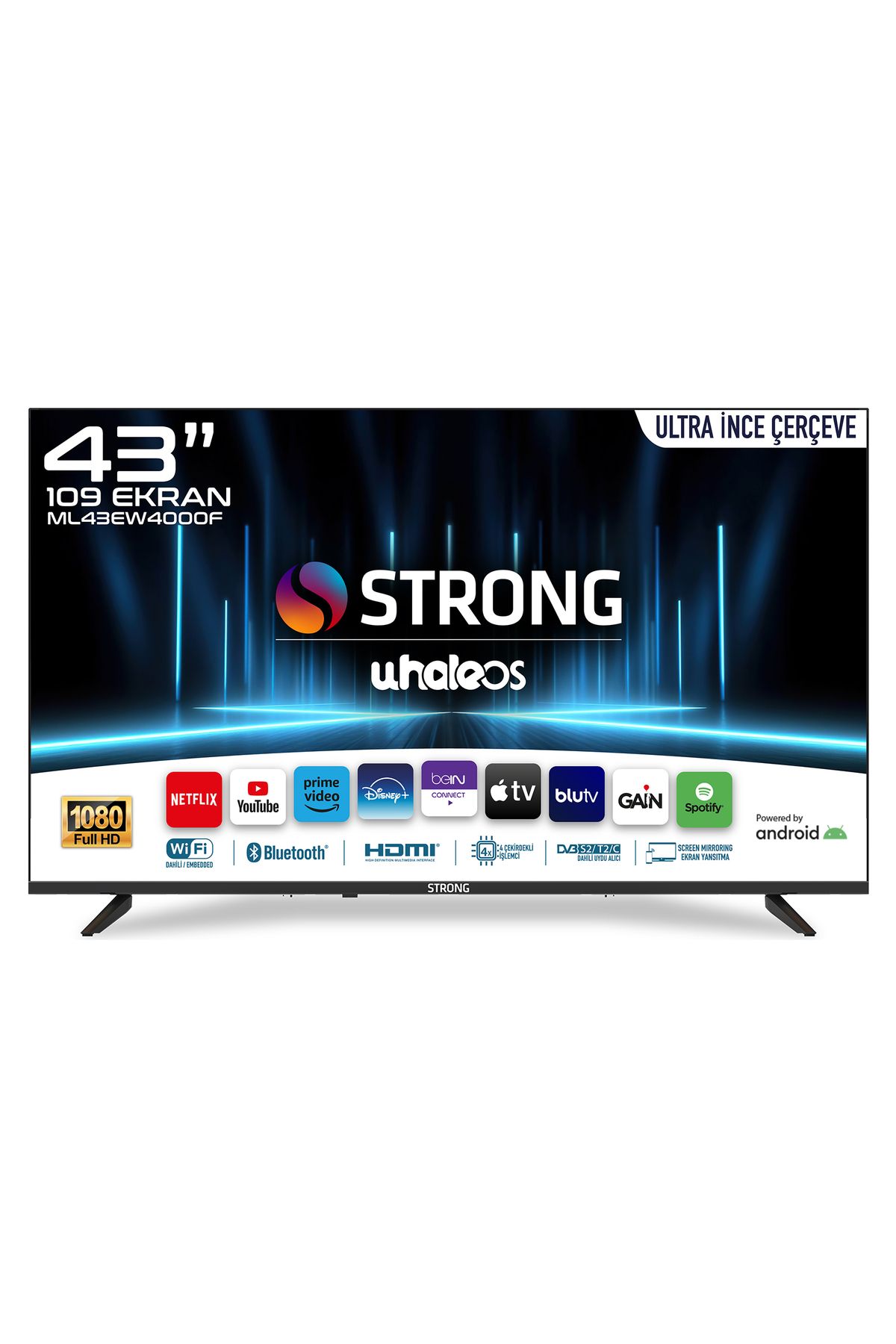 Strong ML43EW4000F 43’’ 109cm Ekran Full HD Whale OS Smart TV Dahili Uydu Alıcılı Ultra Ince Çerçeve