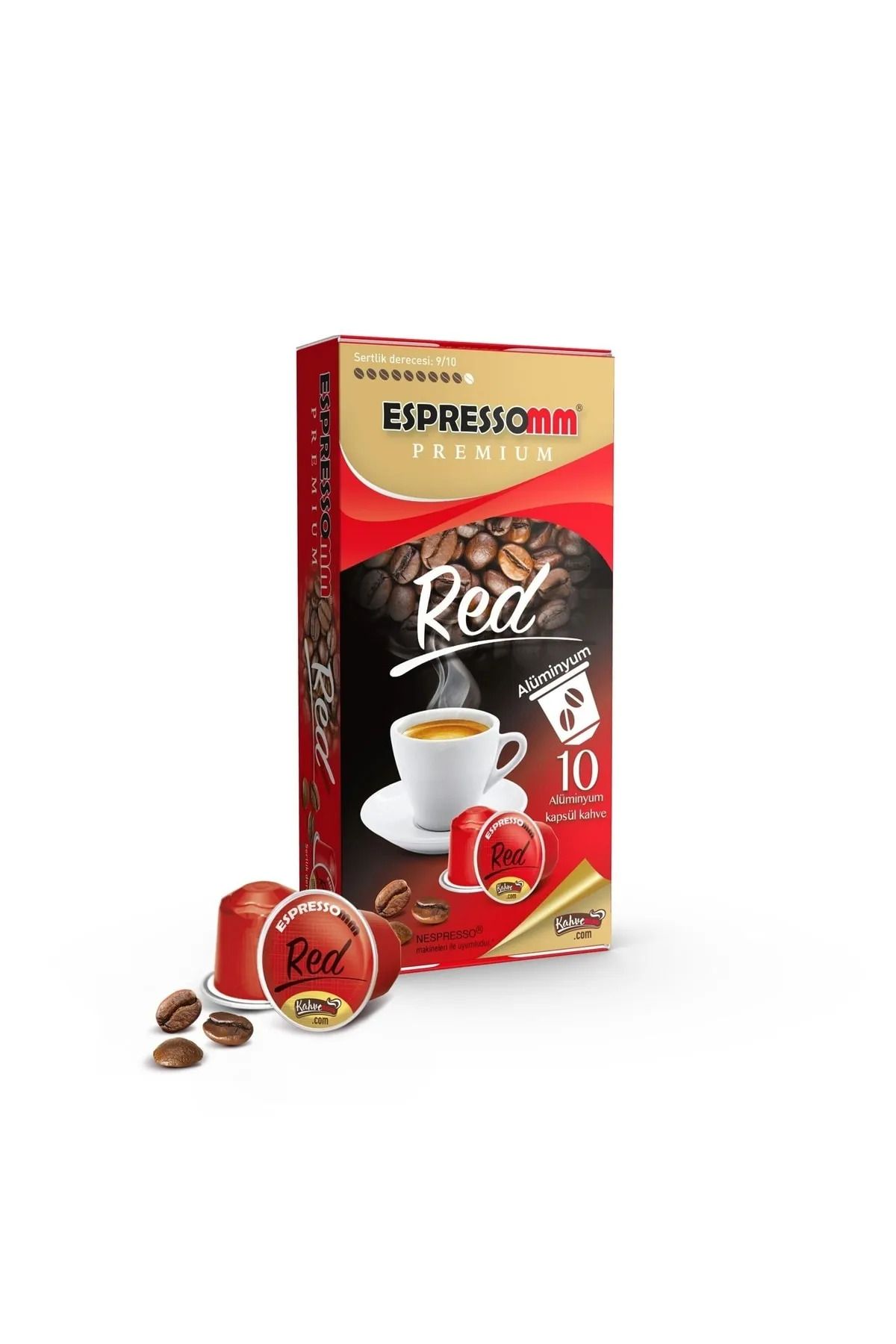 ESPRESSOMM Nespresso Makinelerle Uyumlu Premium Red Alüminyum Kapsül Kahve (1 Paket - 10 Kapsül)