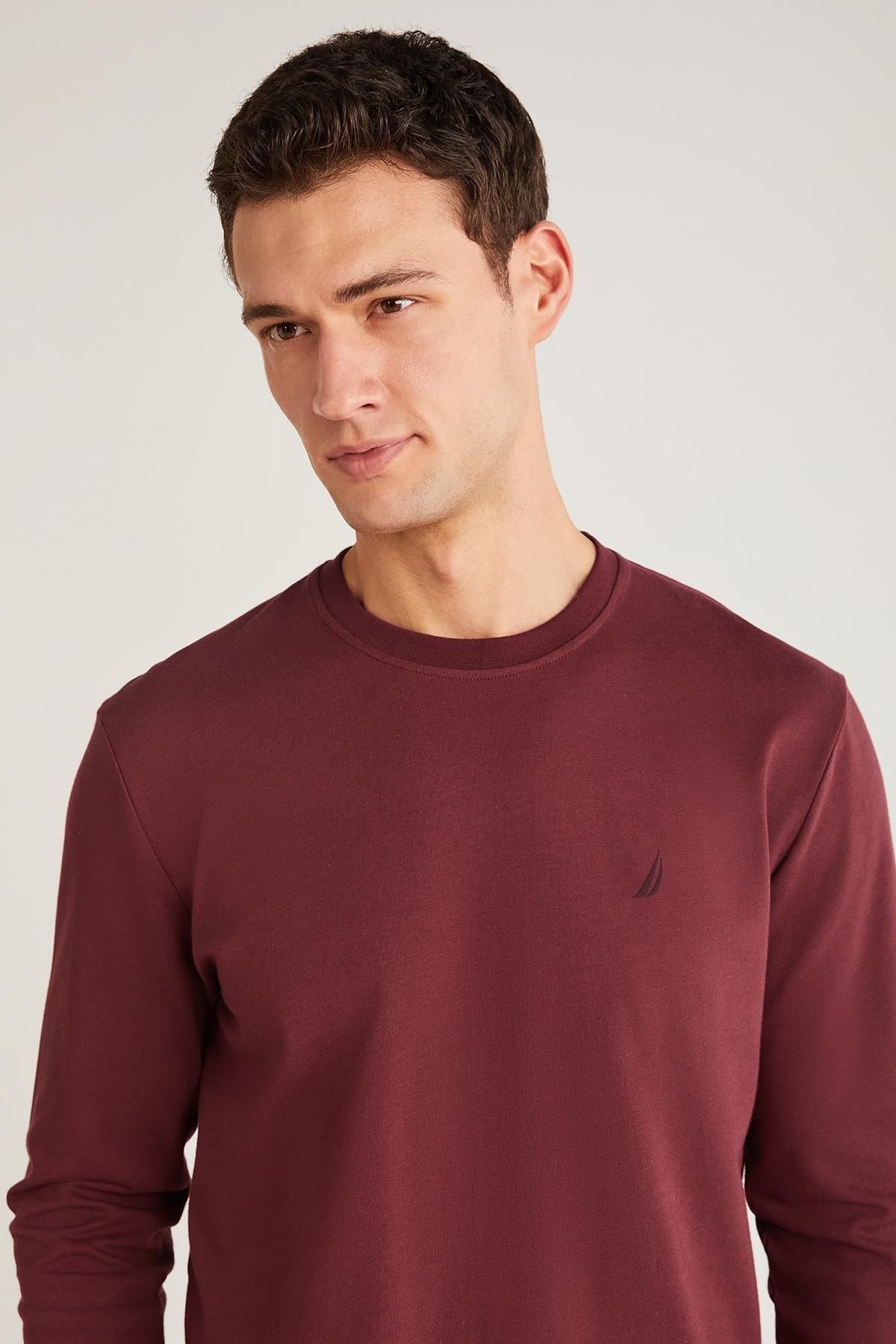ست پیژامه مردانه لباس خواب بلند آقایان BURGUNDY C4T1N8O را تنظیم کرد Nautica
