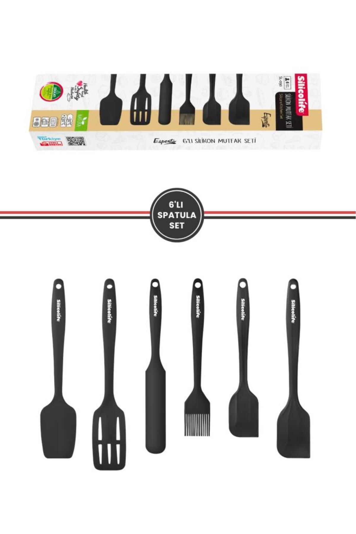 Silicolife-6-Piece Black Silicone Kitchen Set - Heat-Resistant, Fireproof, and Non-Stick 3