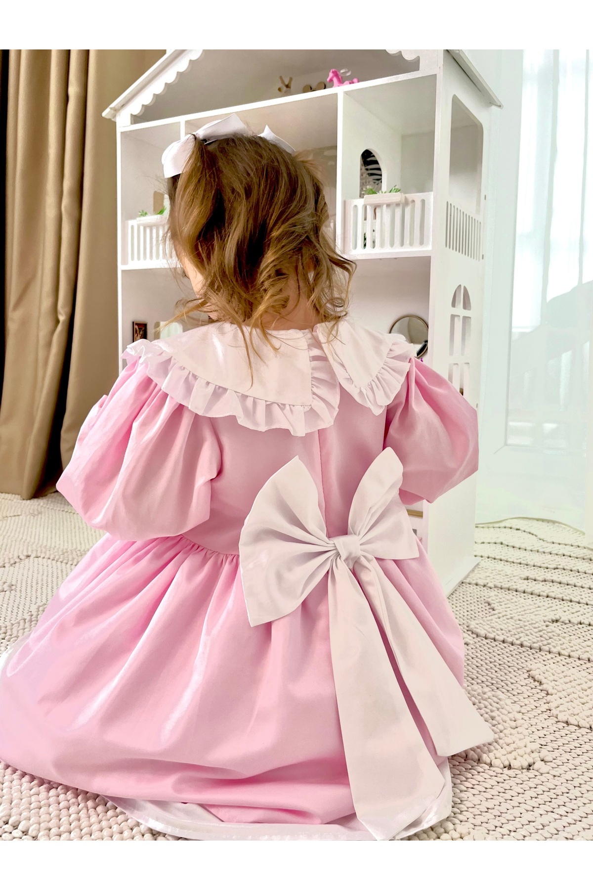 Baby Berry Baby store Kız Bebek Çocuk Bebe Yakalı Fiyonklu Elbise-pembe (fiyonk Çıkarılabilir) fotoğrafı 4 (önizleme)