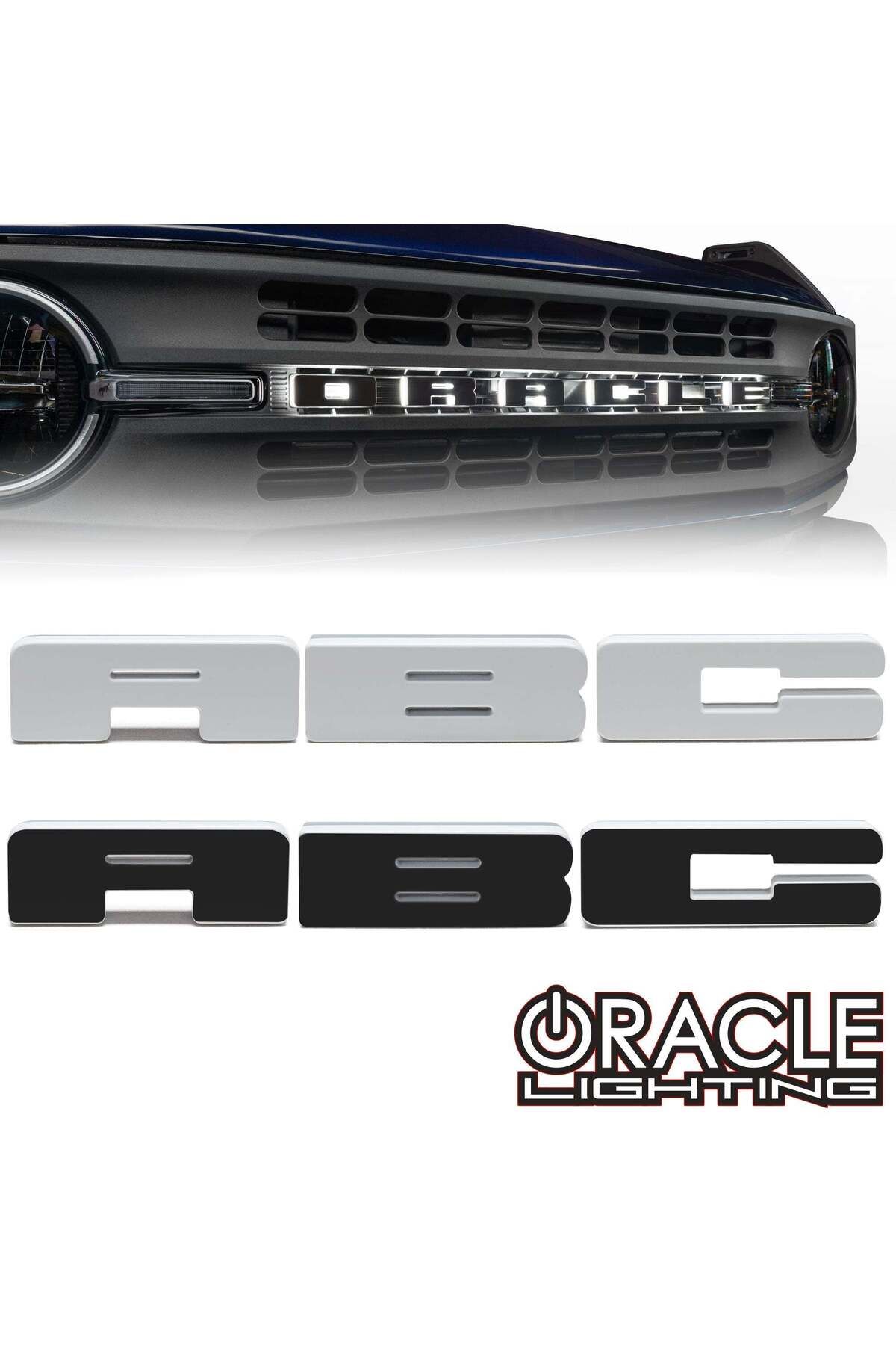 oracle-Universal Illuminated LED Letter Badge - Matte Black Surface - C - White LED 3