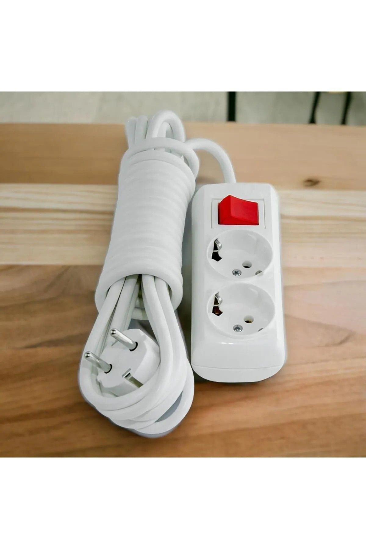 NUBLADO-2-Plus Socket - (2 Meters) Plug Multiplier Grounded Switched Button Multi-Wired Extension Socket. 2