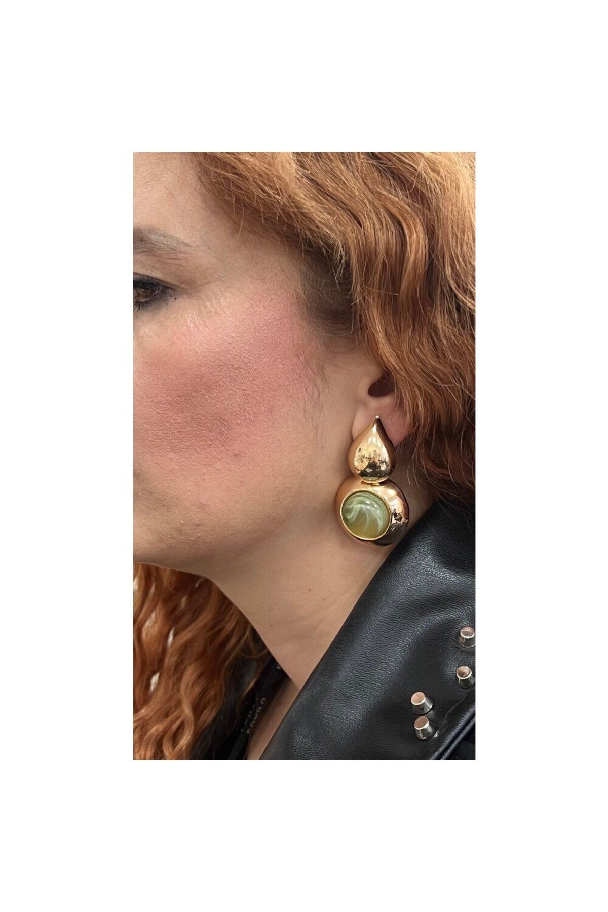 ParlaTakıAksesuar-Gold Colored Stone Drop Dangle Earrings 3