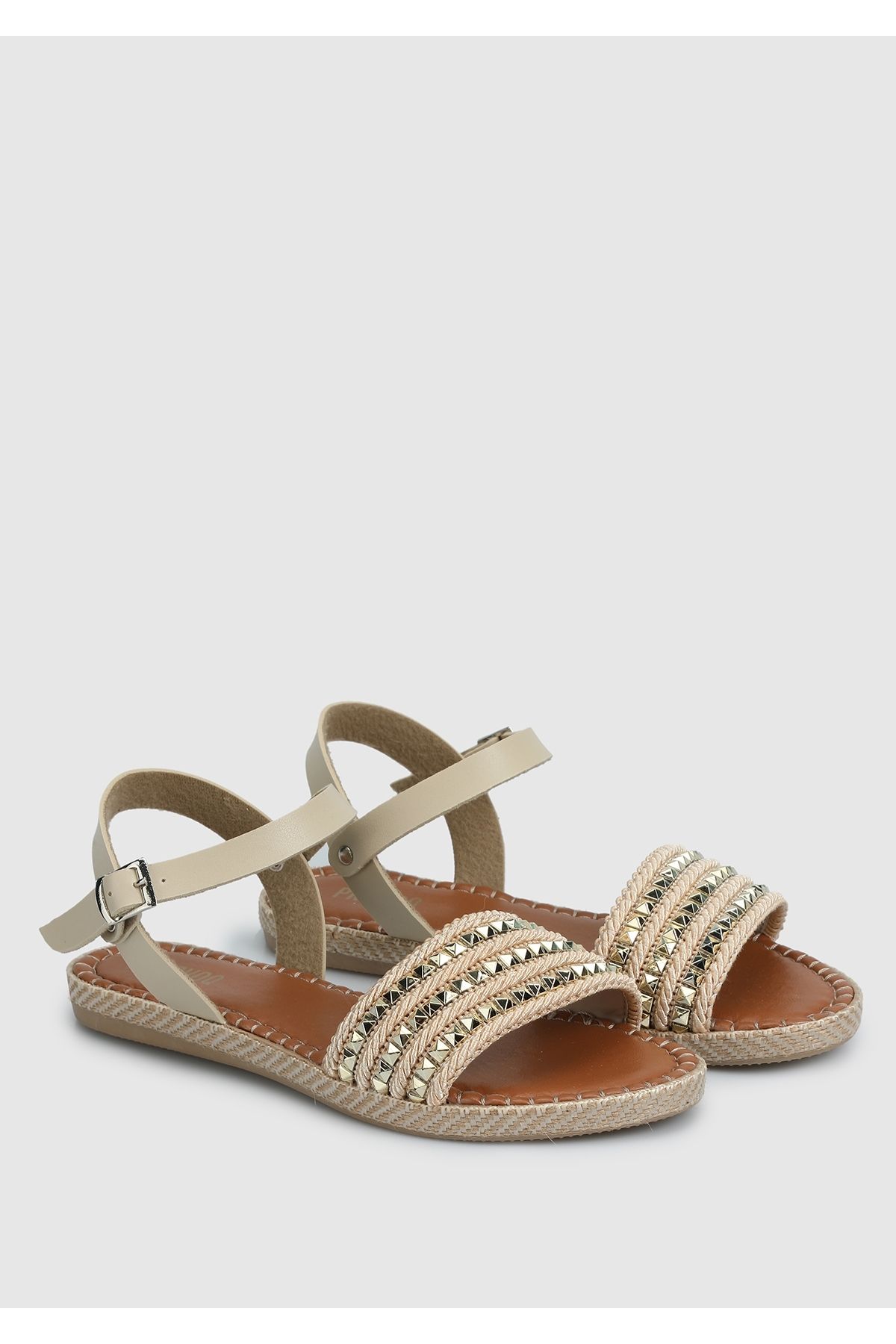 Provoq-Beige Flat Women's Sandals 2