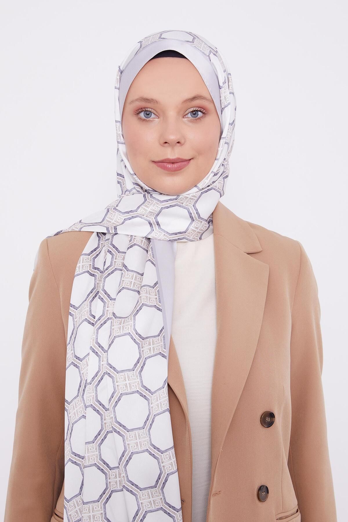 Levidor-Şal înger cu model hexagonal argintiu 2