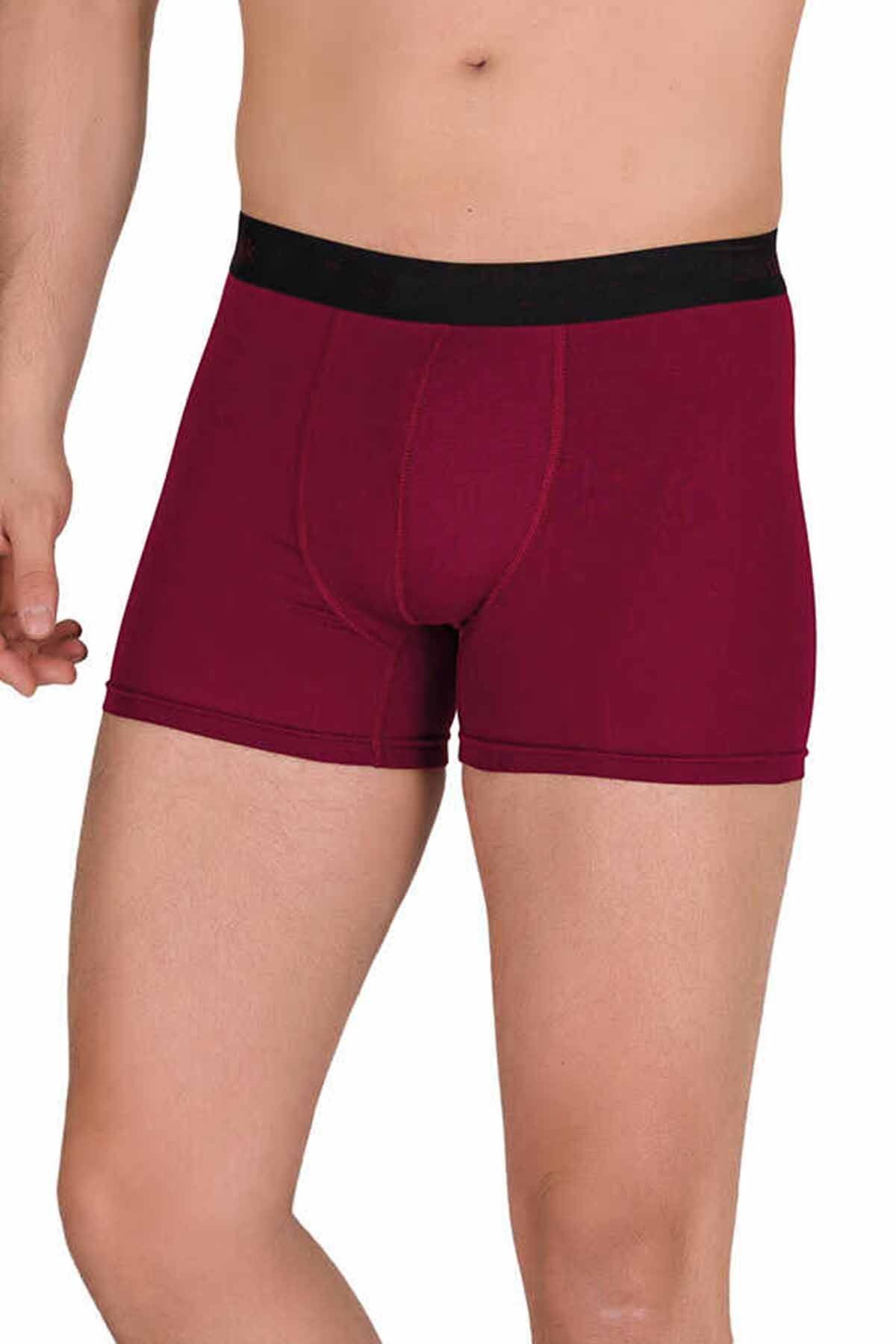 Easy Tedarik Pamuk Modal Likralı Esnek Erkek Boxer Bordo 4476B