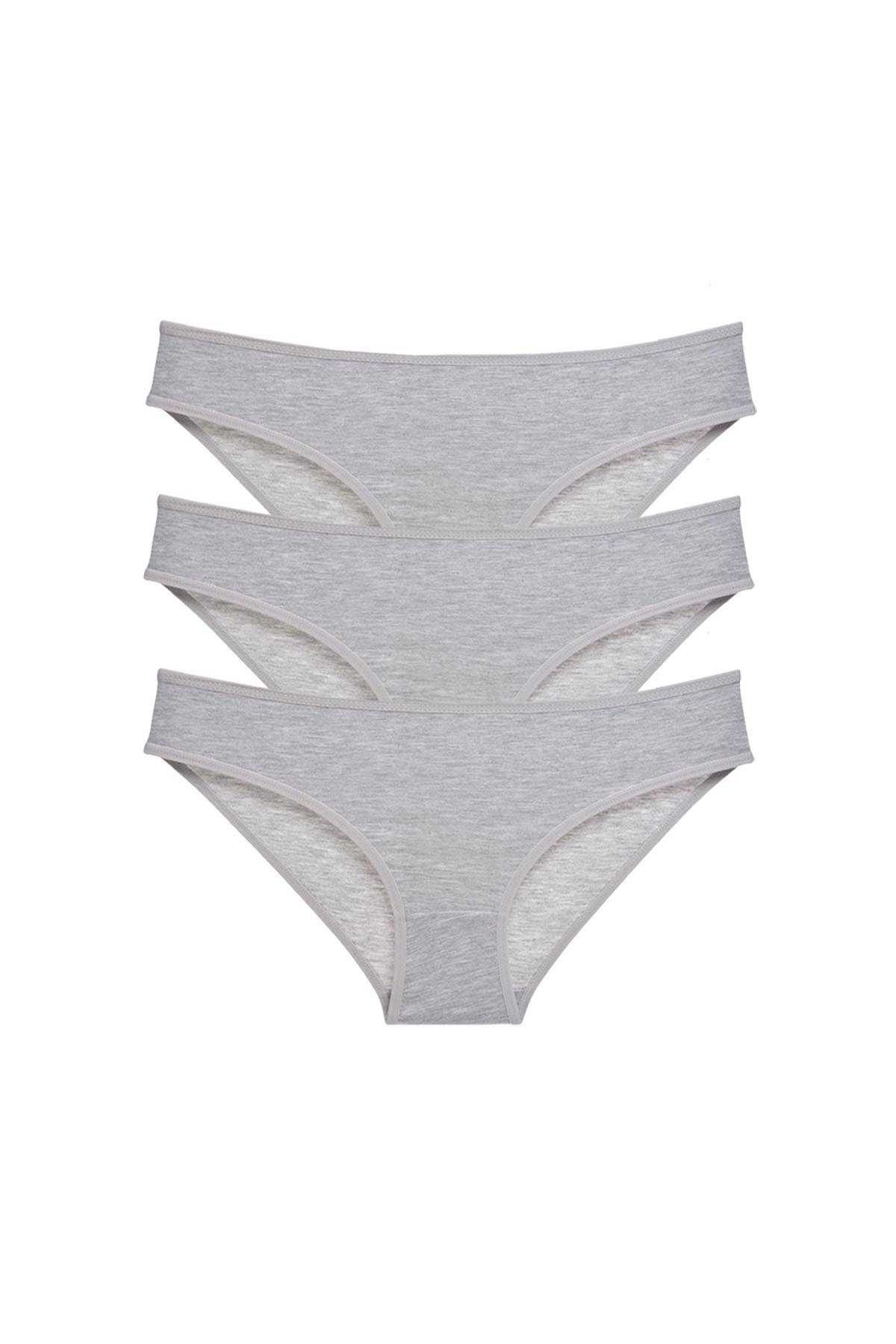Easy Tedarik 3 adet Süper Eko Set Likralı Kadın Slip Külot Gri