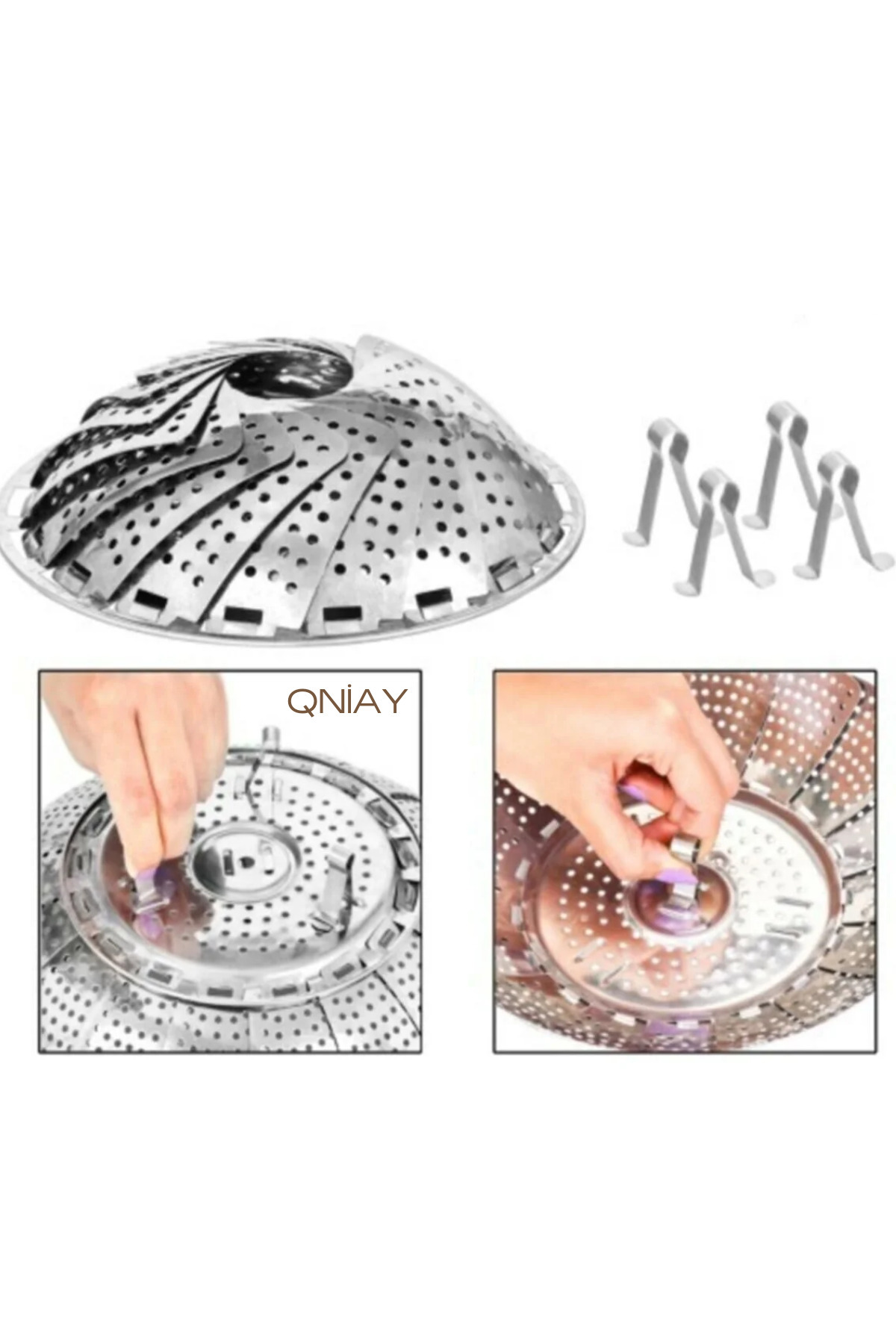 QNİAY-Vegetable Cooking and Boiling Foldable Steaming Apparatus 8