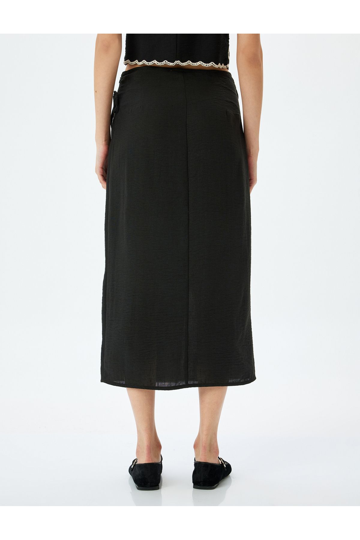 Koton-Midi Skirt with High Waist Tie Detail 4