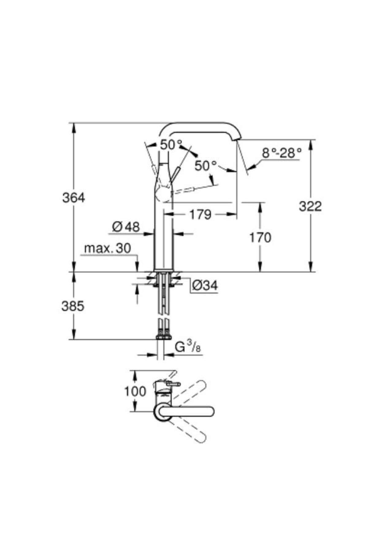 Grohe-Essence Single Control Sink Faucet 1/2" XL-size - 24170al1 2