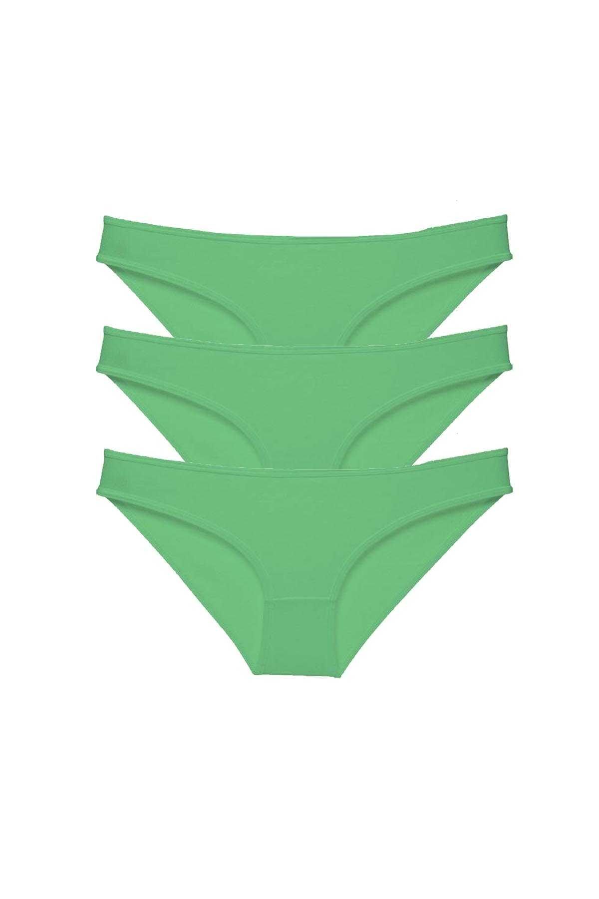 Easy Tedarik 3 adet Süper Eko Set Likralı Kadın Slip Külot Yeşil