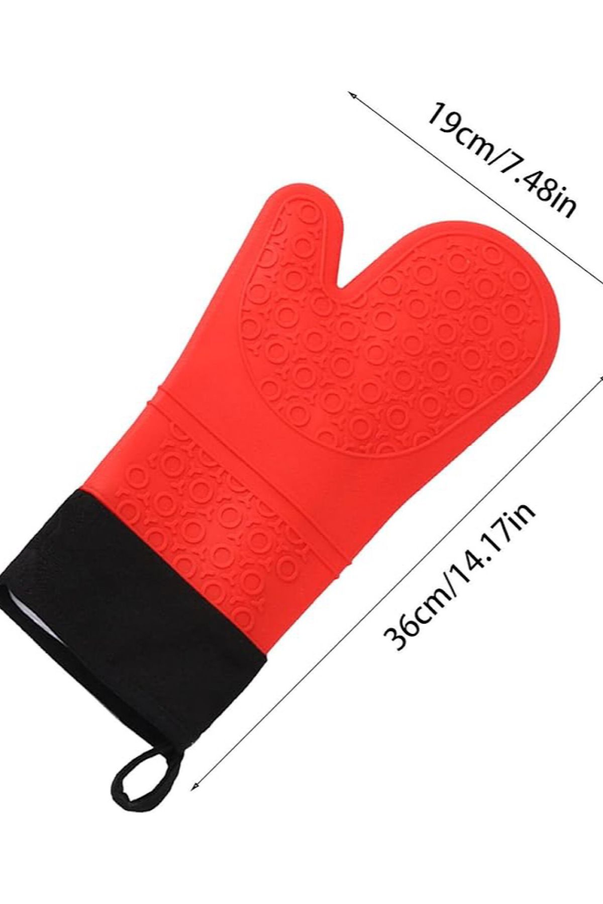 MİS KİTCHEN-1 Piece Silicone Fireproof Non-Stick Oven Gloves - Color Red-Black 2