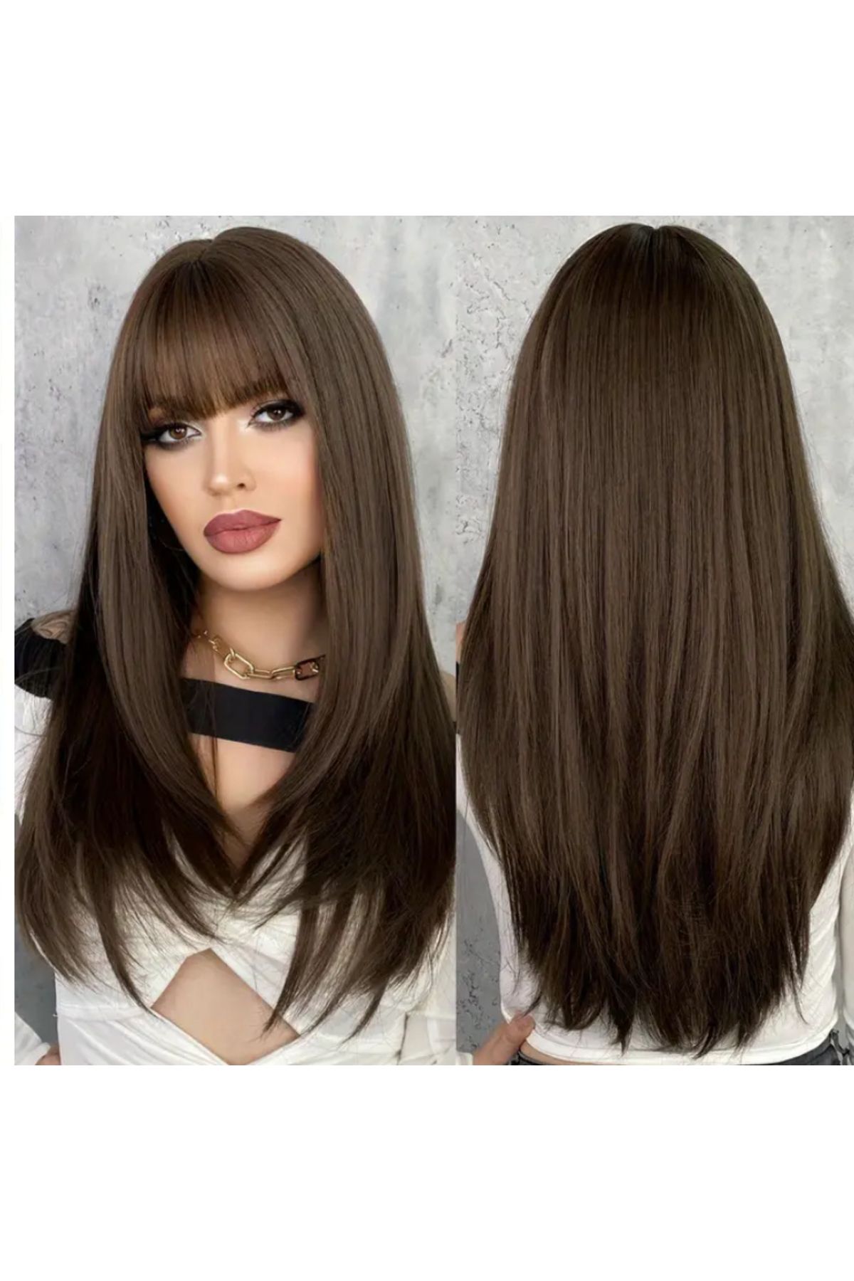 favorim peruk-New Season Riveted Auburn Straight Real Hair Texture Wig 2