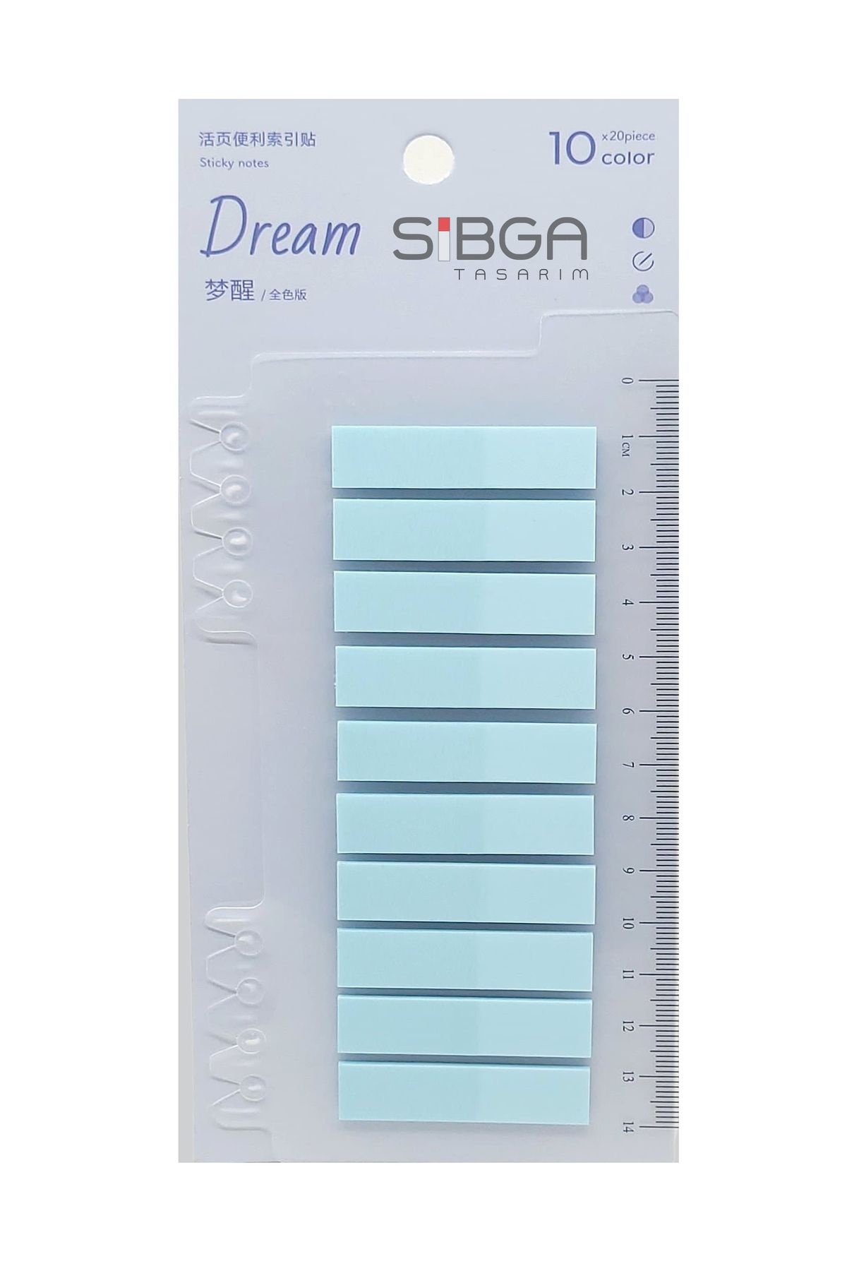 sibga tasarım-Light Blue Transparent Postit - Bookmark Sticker Note Paper 0210 1