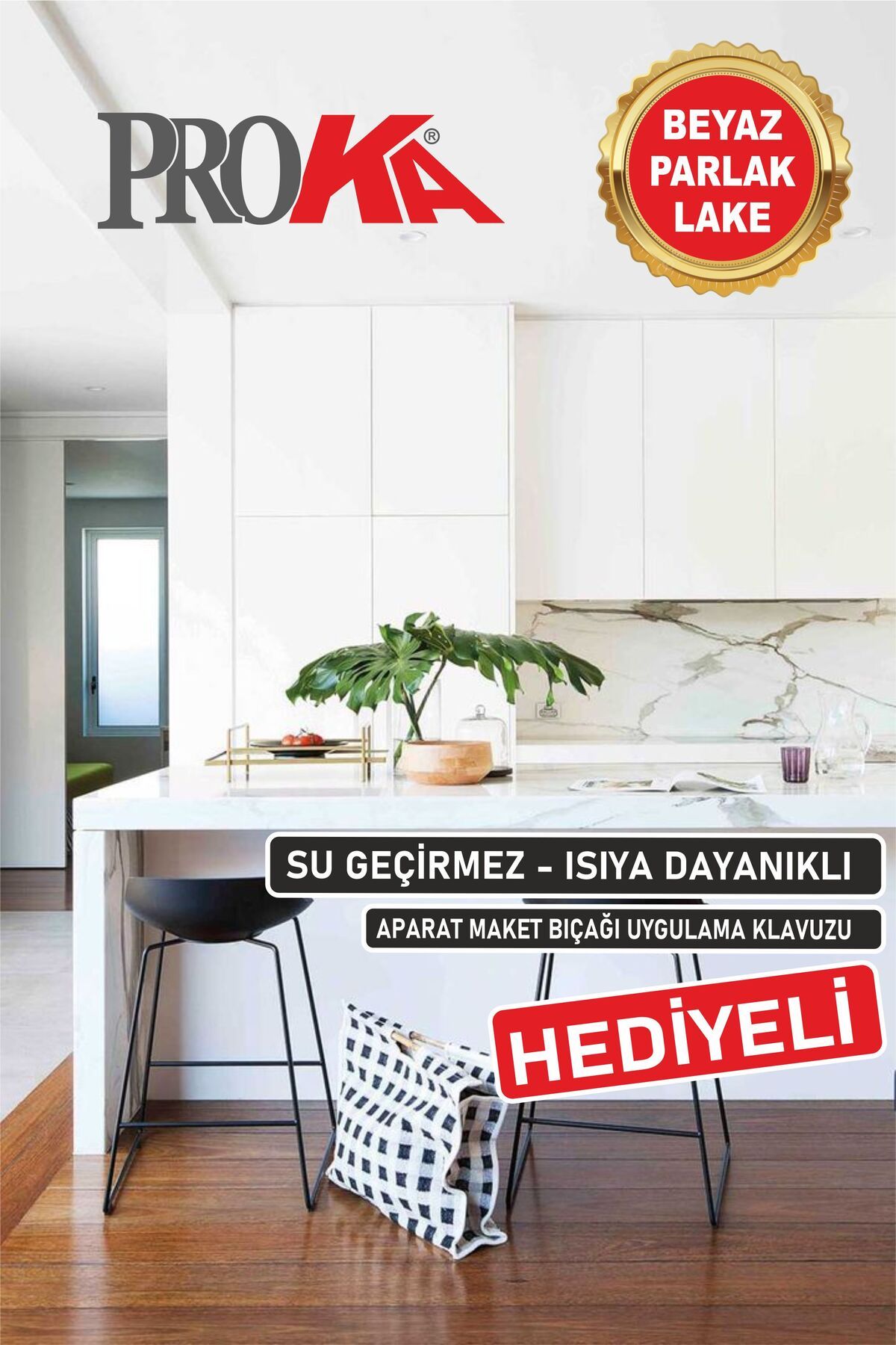 TİMELLA Beyaz Lake Mutfak Dolabı Kaplama Folyosu 100 Cm X 100 Cm