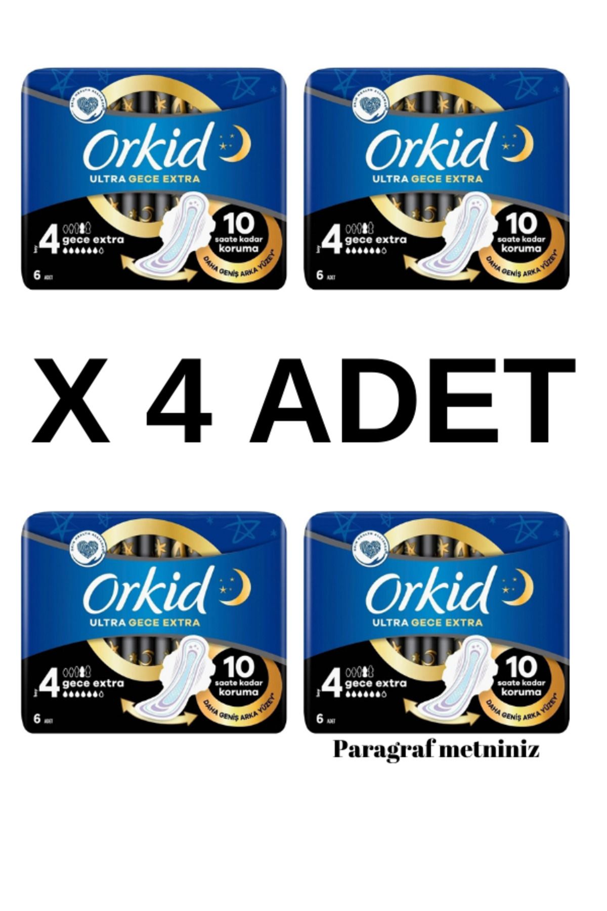 Orkid Ultra Hijyenik Ped Gece Ekstra 6'LI X 4 ADET