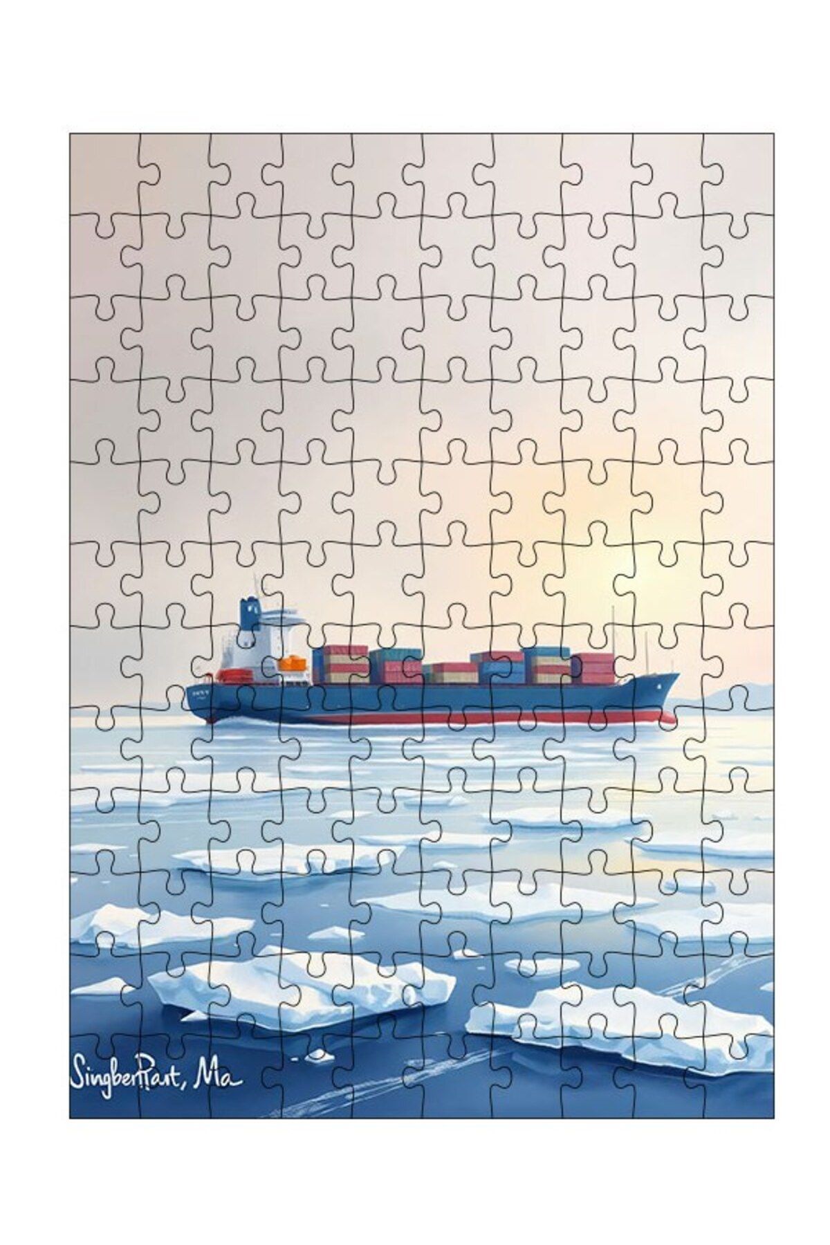 ekart-Wooden Mdf Puzzle Jigsaw Puzzle Load on Ice Ship 120 Pieces 25*35 cm 1