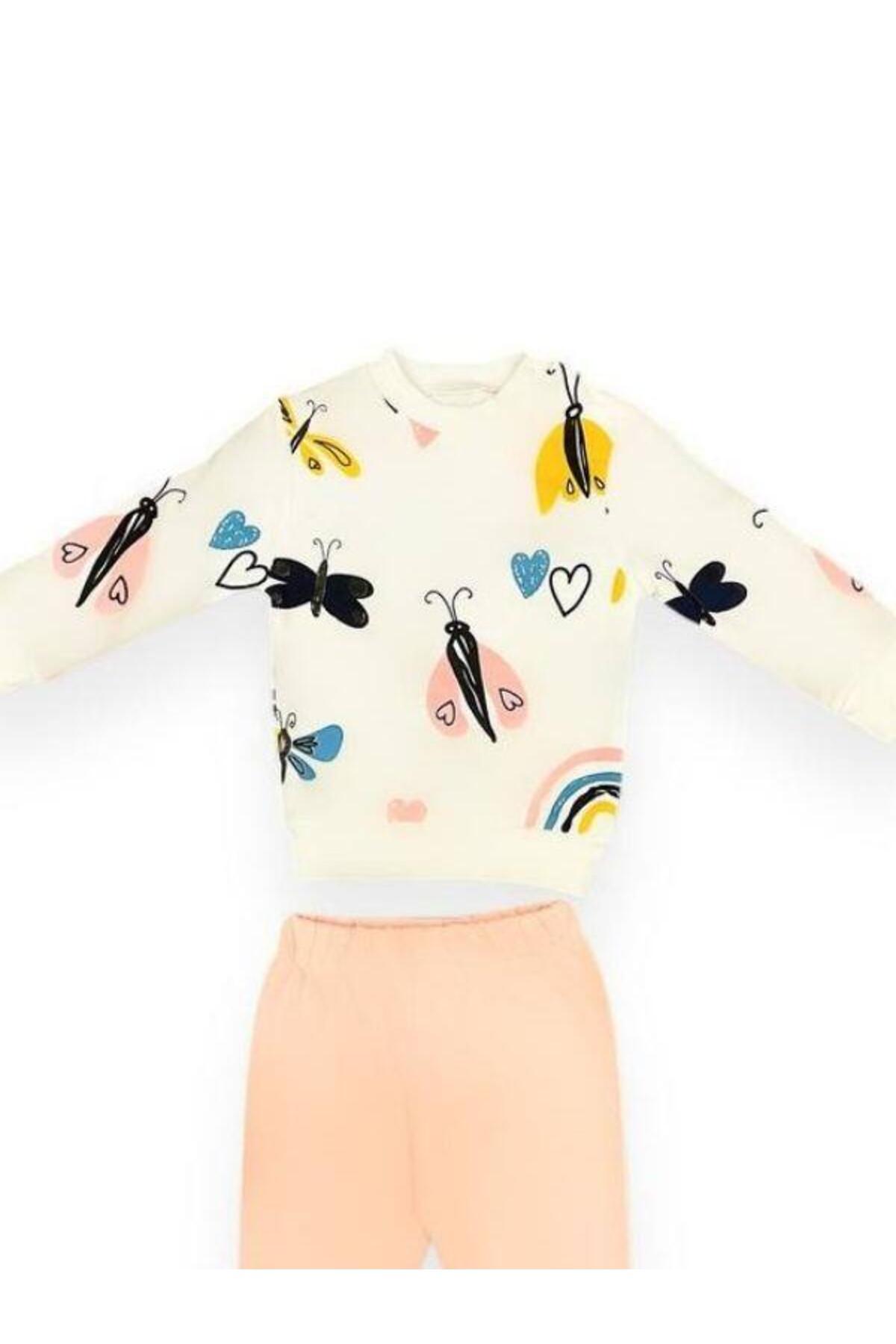 Zekids Kız Bebek Kelebek Desenli Pamuklu Eşofman Takım fotoğrafı 4 (önizleme)