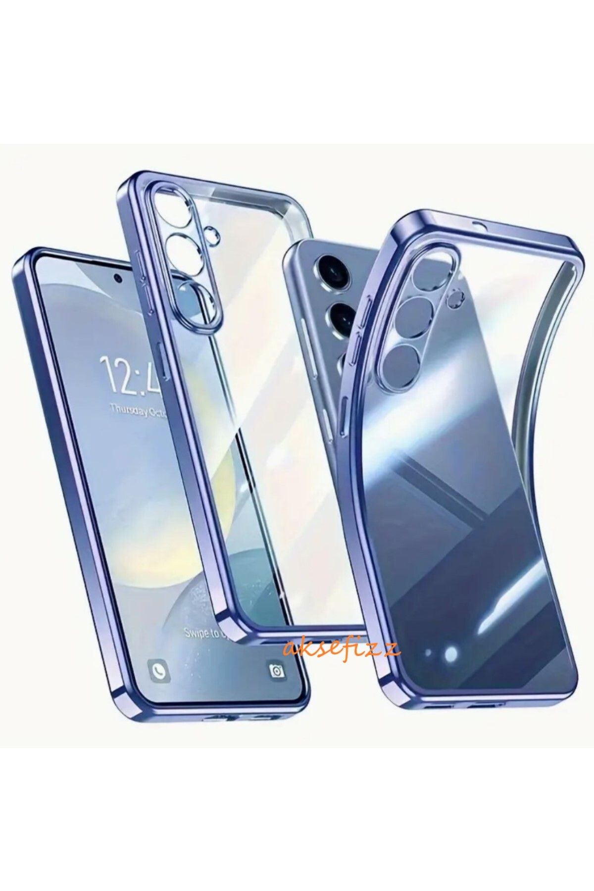 AKSEFİZZ Samsung Galaxy S25 Uyumlu Kamera Lens Korumalı Kenarları Renkli Şeffaf İnce Soft Tasarımlı Kılıf