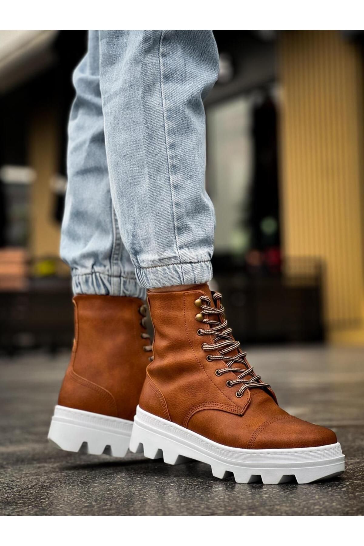 BZ Moda-B-B023 Мъжки спортни ботуши с ортопедични подметки - водо- и студоустойчиви, ежедневни зимни, светлокафяви с връзки 3