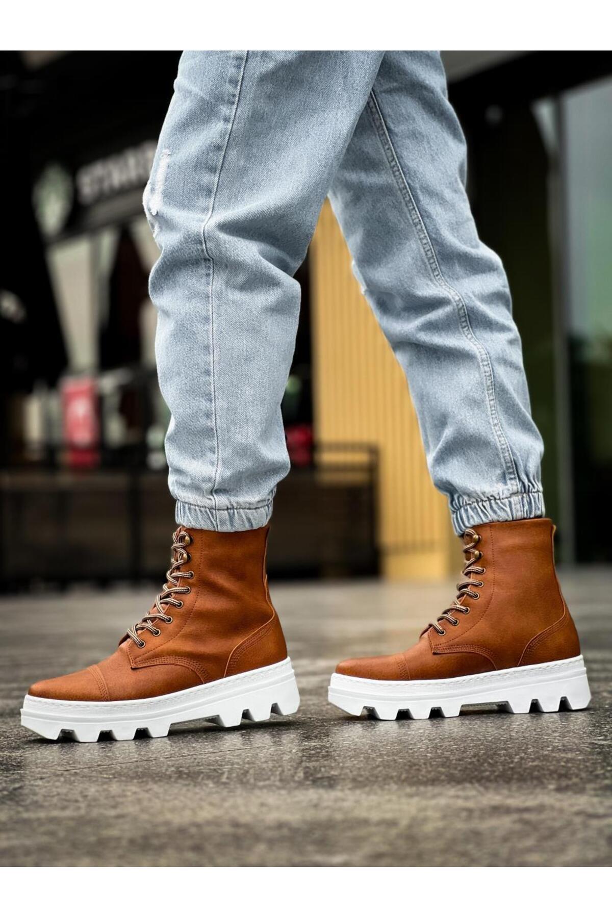 BZ Moda-B-B023 Мъжки спортни ботуши с ортопедични подметки - водо- и студоустойчиви, ежедневни зимни, светлокафяви с връзки 4