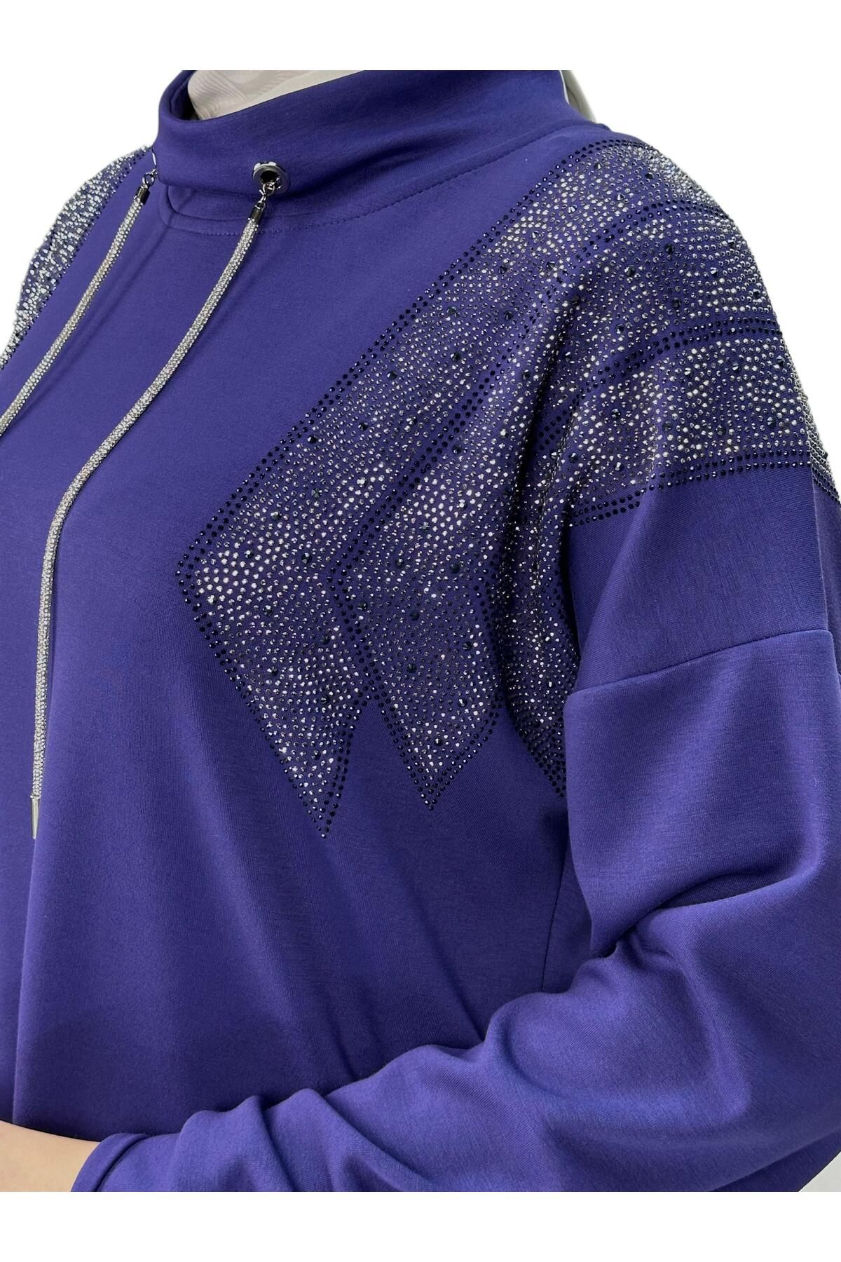 ottoman wear-Plus Size Tunic with Purple Stones - Otw2116 6