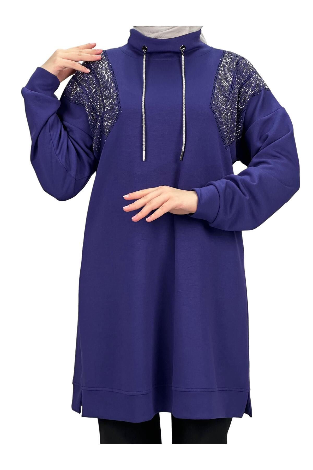 ottoman wear-Plus Size Tunic with Purple Stones - Otw2116 4